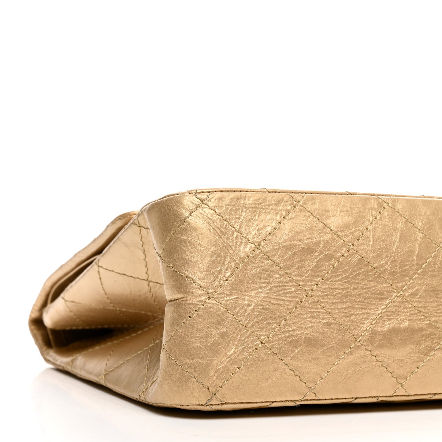 Metallic Aged Calfskin Quilted 2.55 Reissue 227 Flap Pale Gold