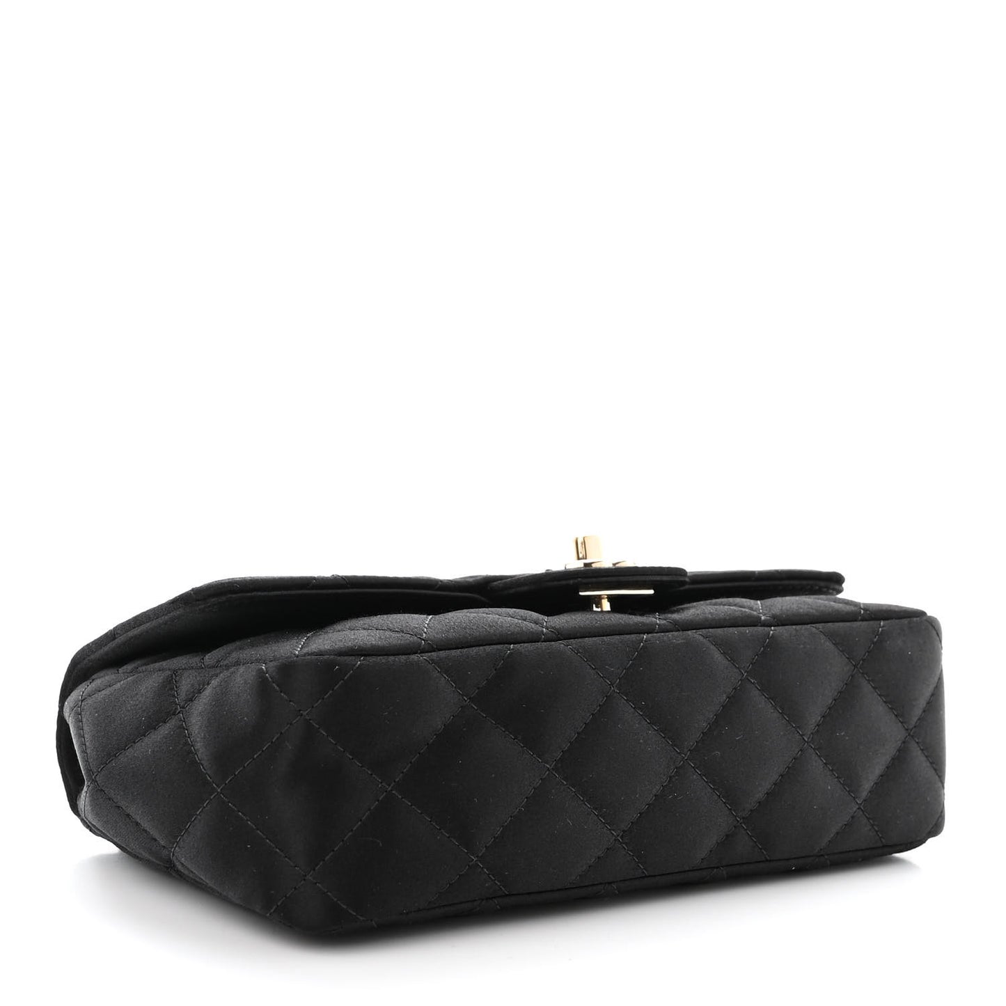 Satin Quilted Mini Rectangular Flap Black
