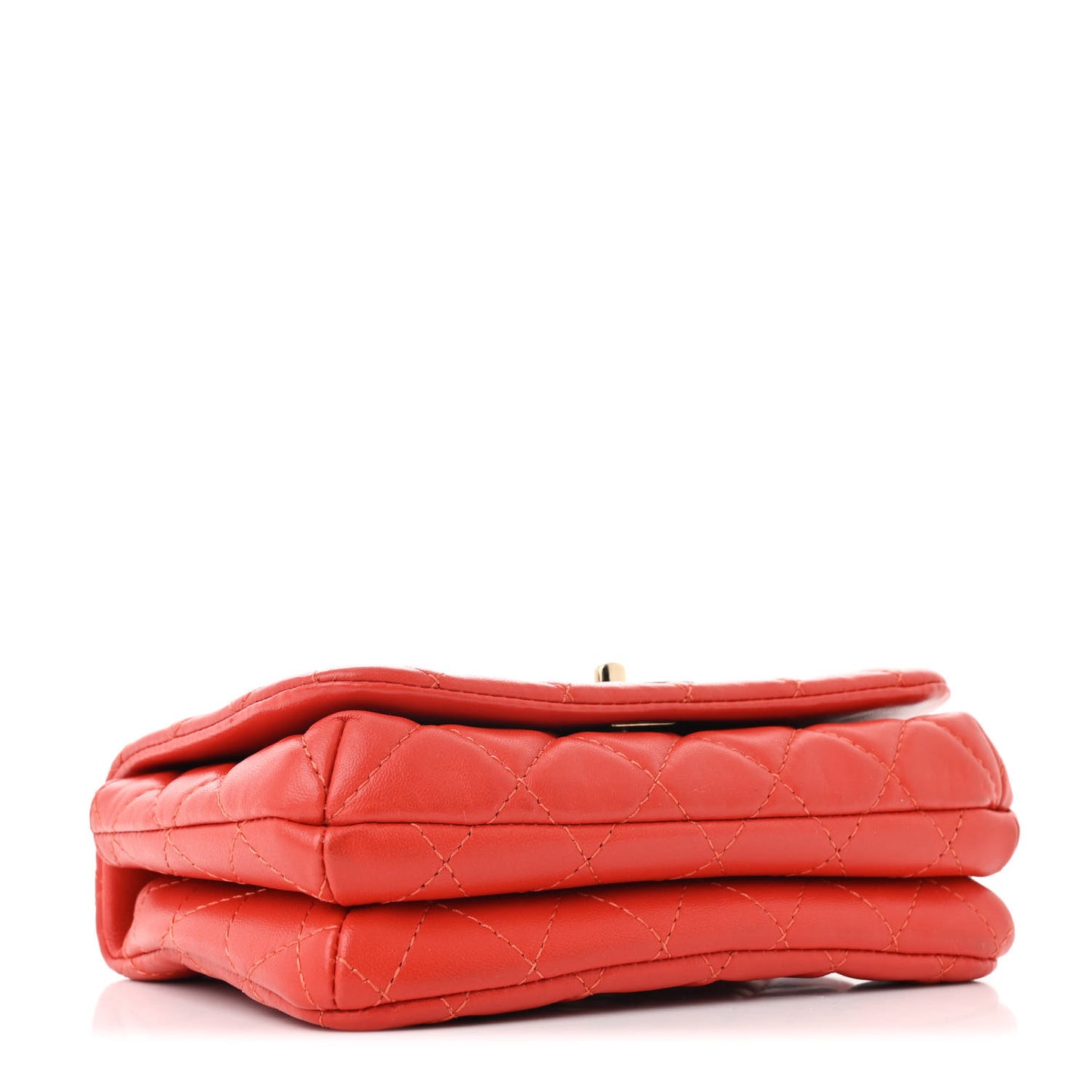 Lambskin Quilted Wood Mini Coco Handle Flap Red