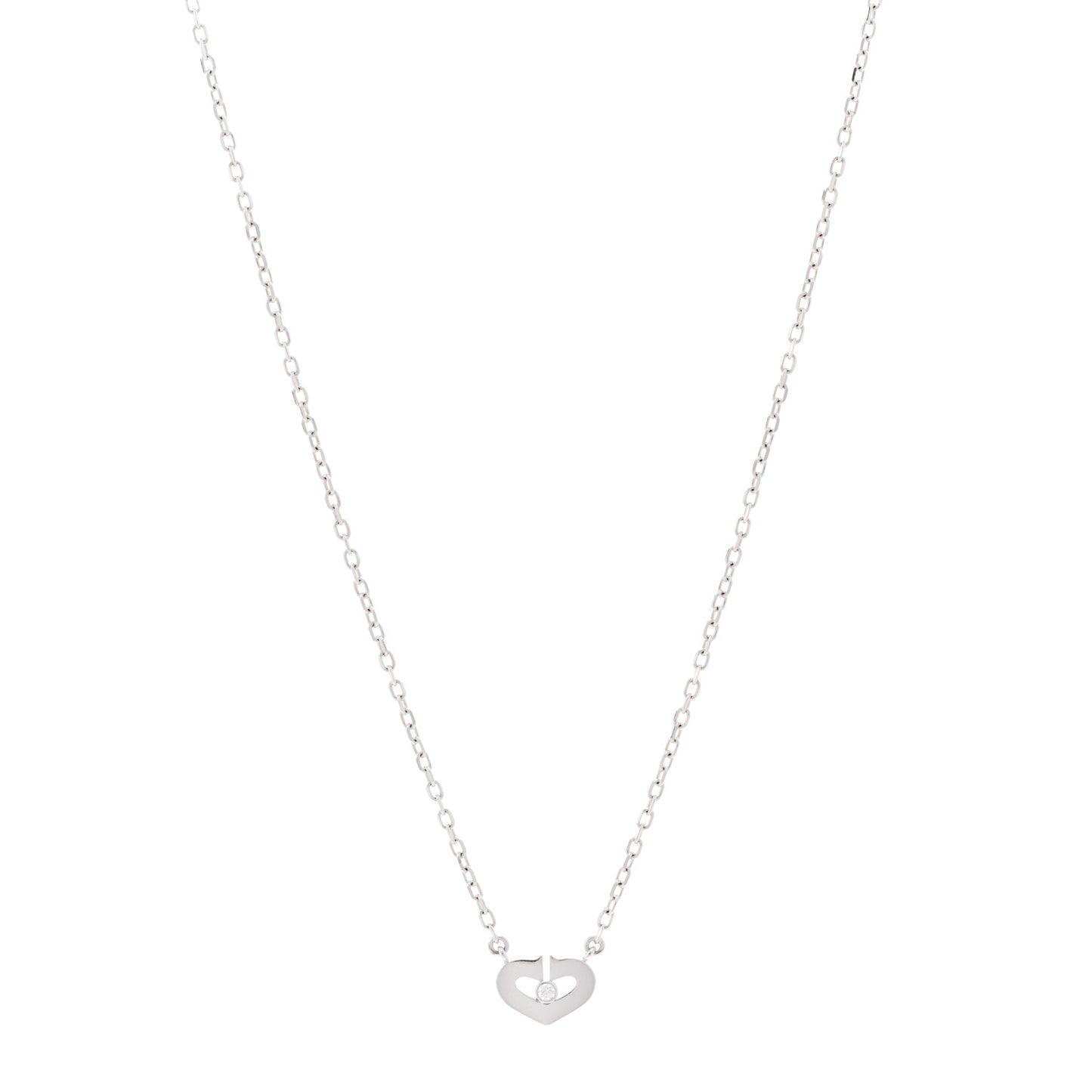 18K White Gold Diamond XS Hearts and Symbols Necklace