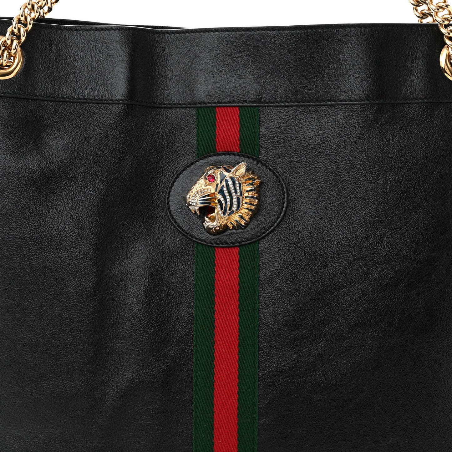 Calfskin Large Rajah Chain Tote Black