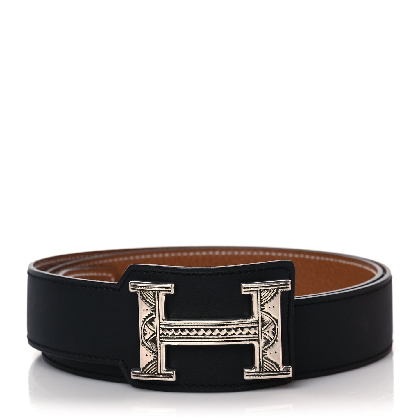Box Togo Sterling Silver Touareg 32mm H Belt 100 Black Gold