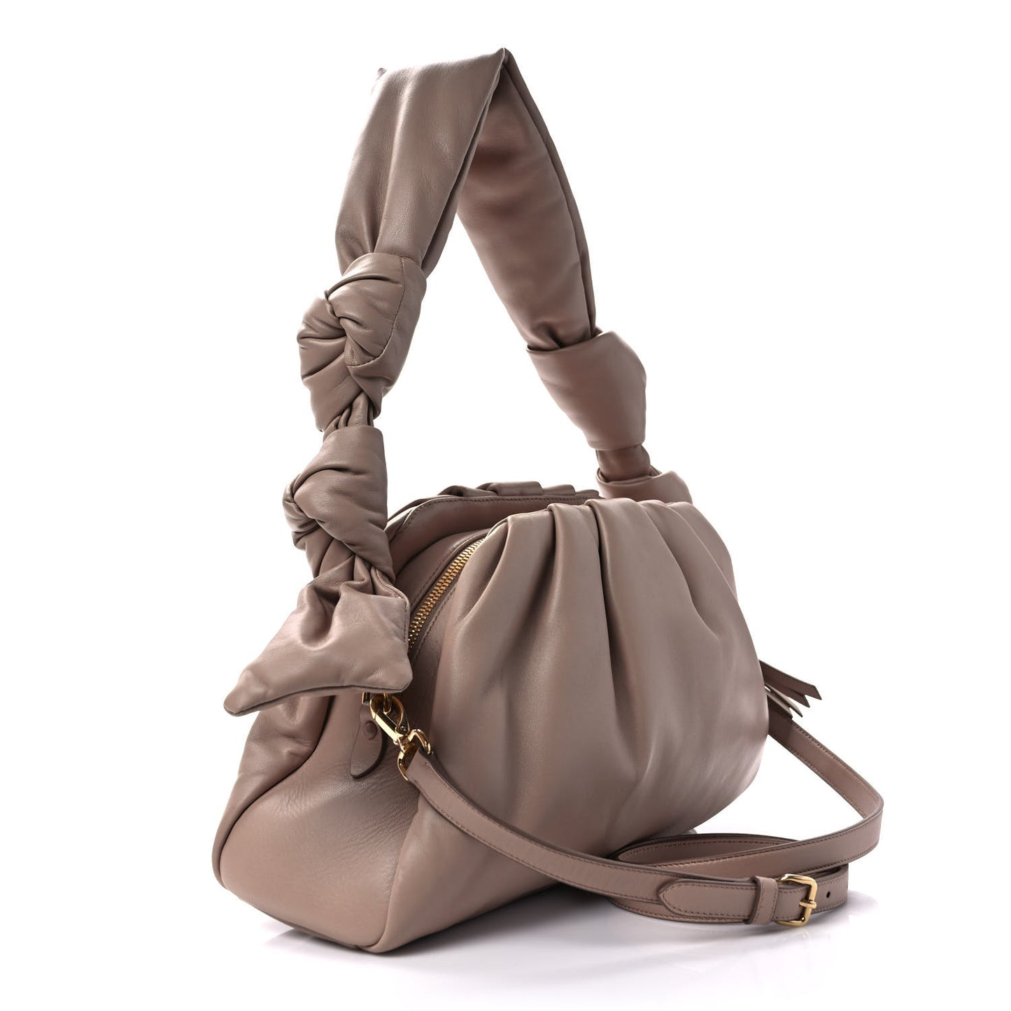 Nappa Knot Top Handle Shoulder Bag Cammeo