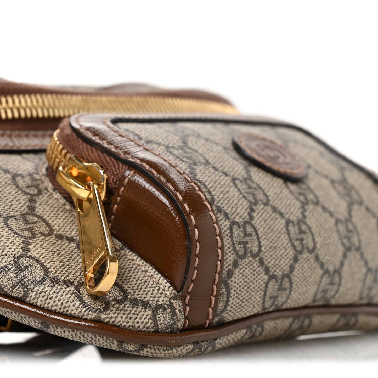 GG Supreme Monogram Textured Calfskin Retro Interlocking G Belt Bag Beige Ebony Brown Sugar