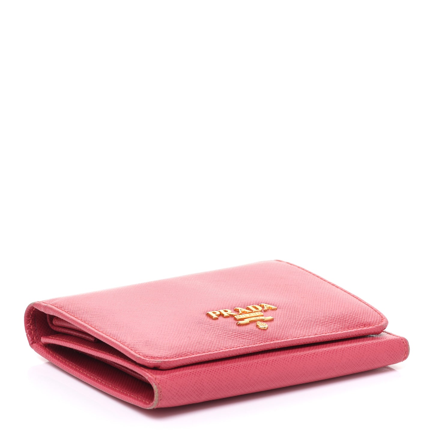 Saffiano Metal French Flap Compact Wallet Pink