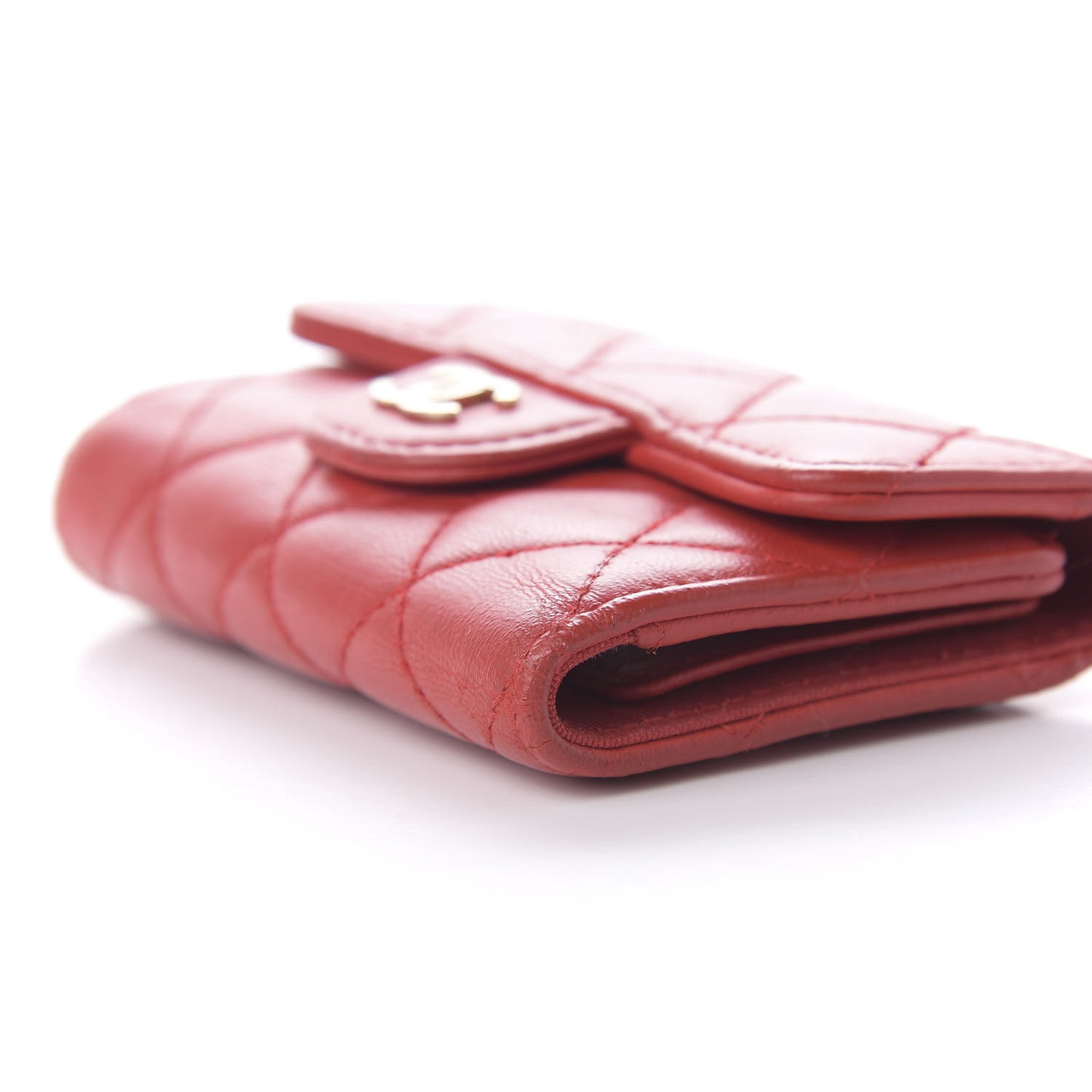 Lambskin Quilted 4 Key Holder Red