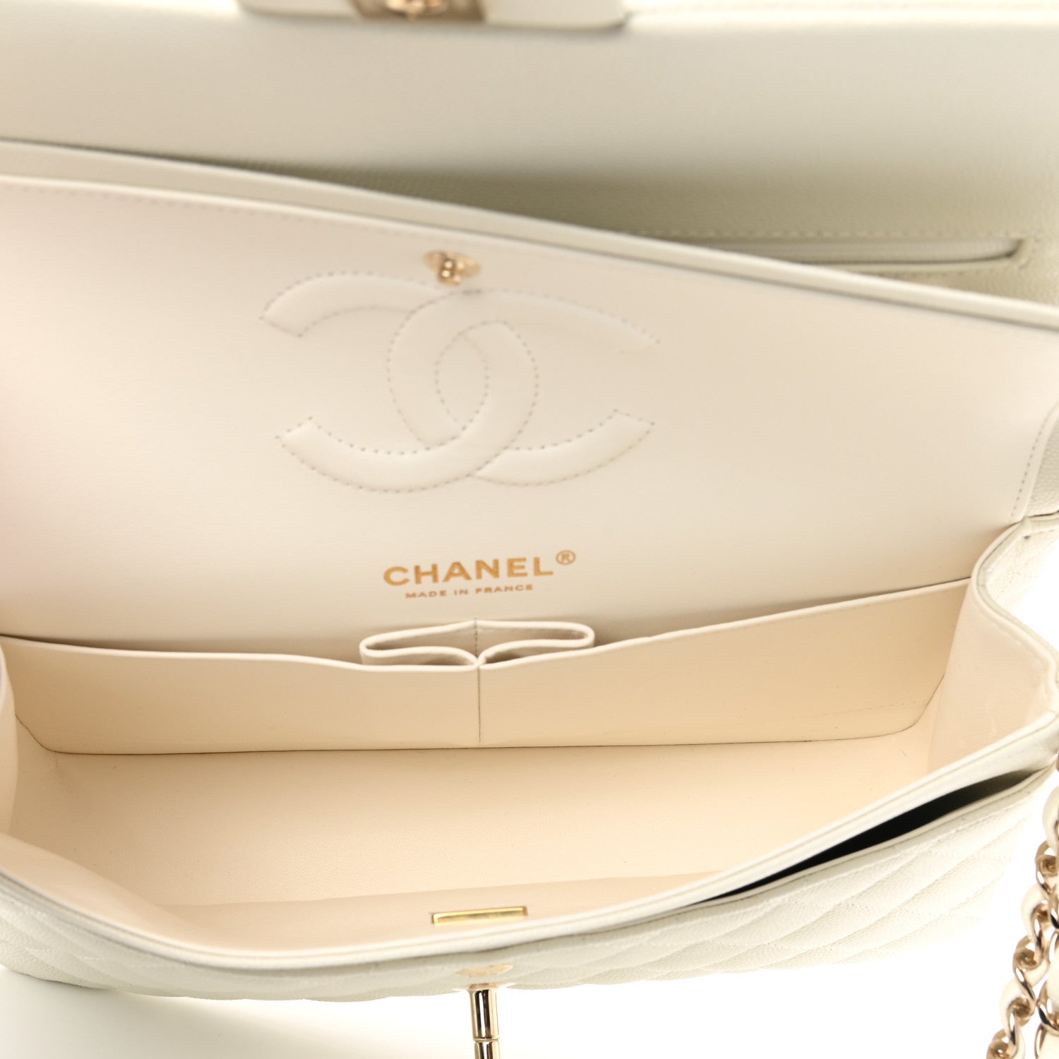 Chanel Caviar Quilted Medium Double Flap White 5 of 12