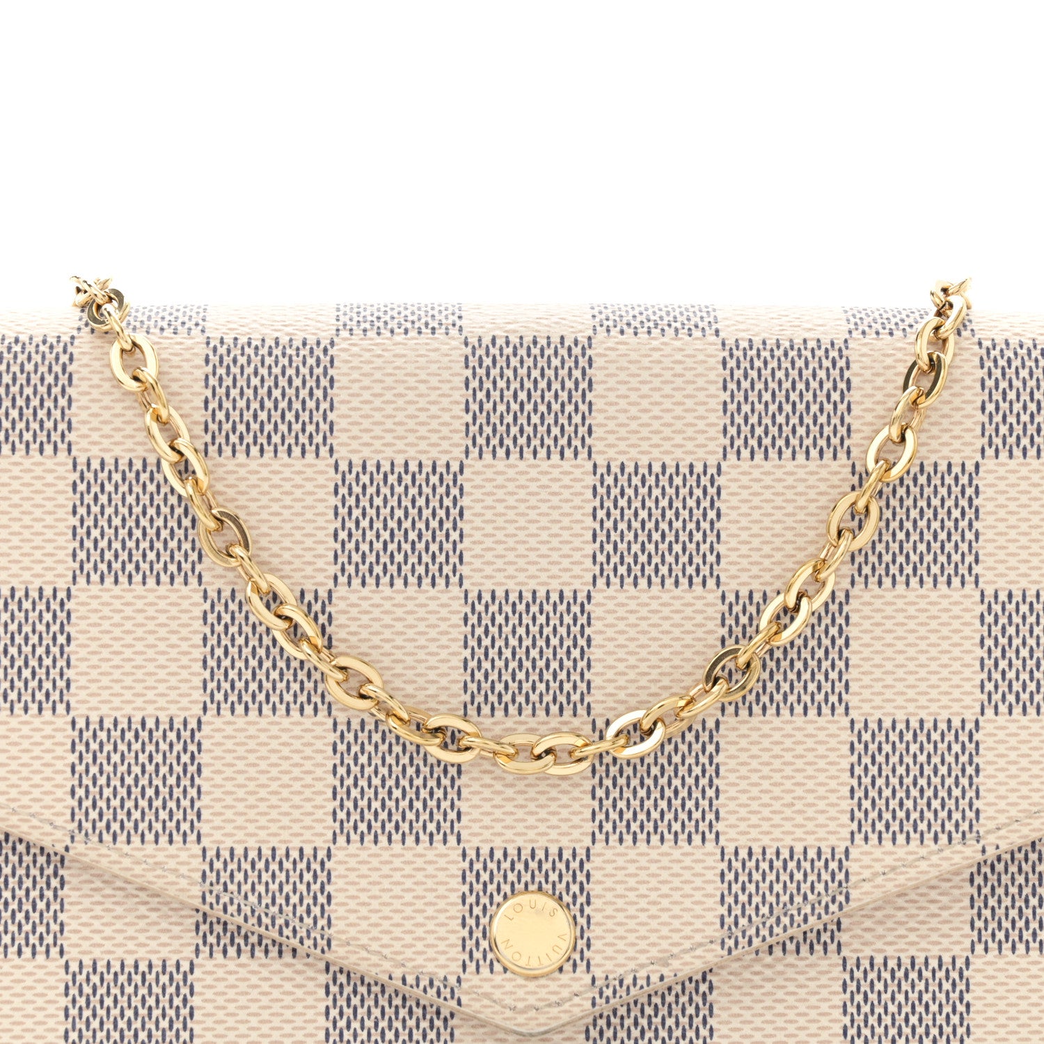 Louis Vuitton Damier Azur Pochette Felicie Chain Wallet Rose Ballerine 8 of 11