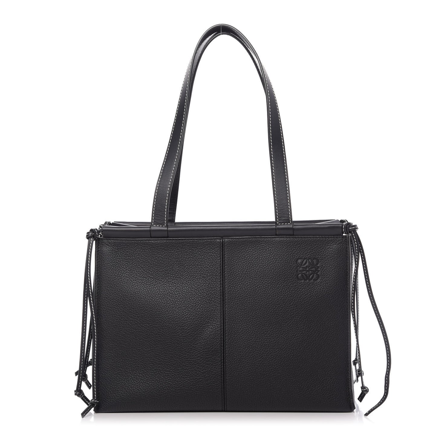 Grained Calfskin Small Cushion Tote Black