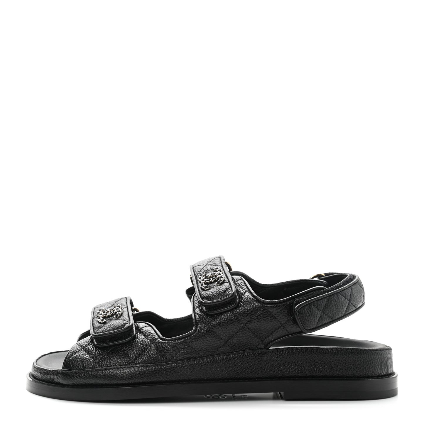 Grained Calfskin Velcro Dad Sandals 36.5 Black