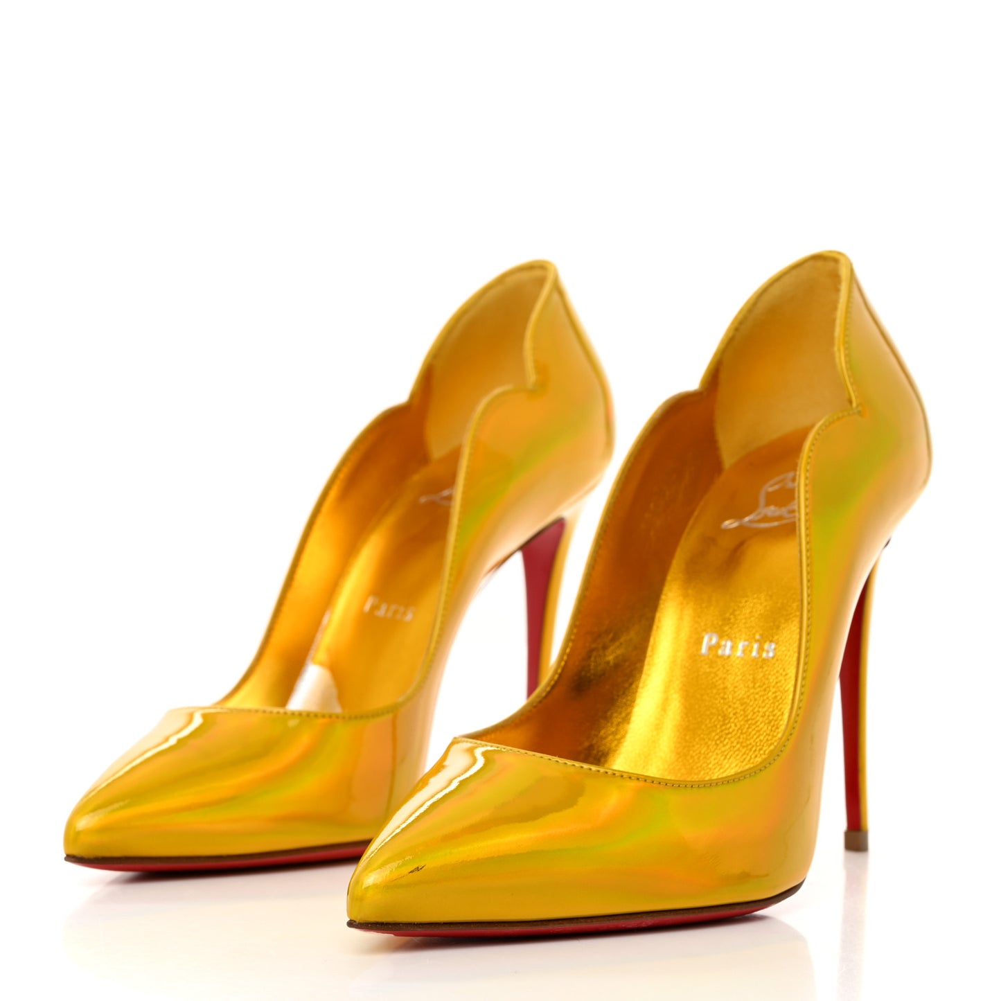 Metallic Patent Hot Chick 100 Pumps 36 Yellow