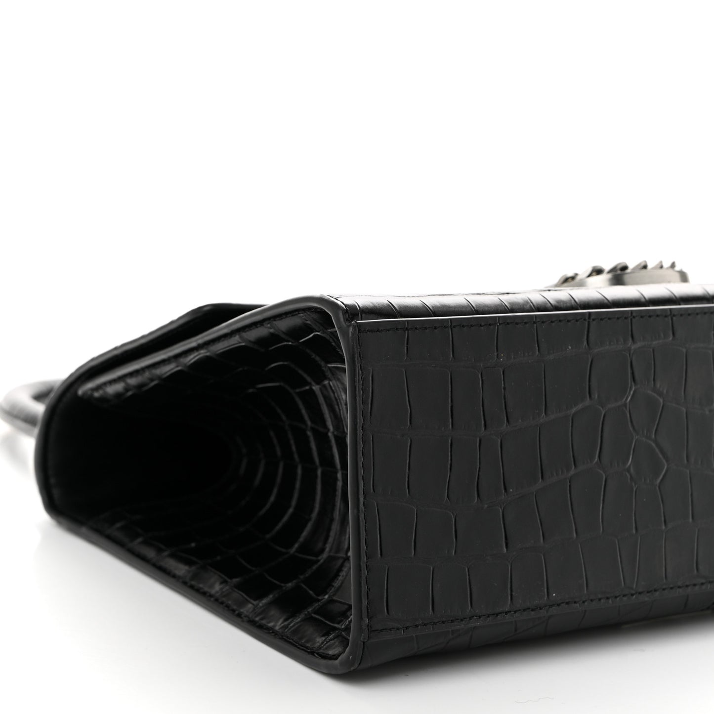 Calfskin Crocodile Embossed The St Marc Large Top Handle Bag Black