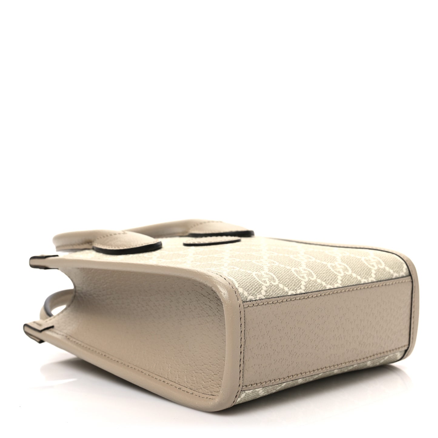 GG Supreme Monogram Textured Dollar Calfskin Mini Retro Interlocking G Tote Bag Beige Mystic White Oatmeal