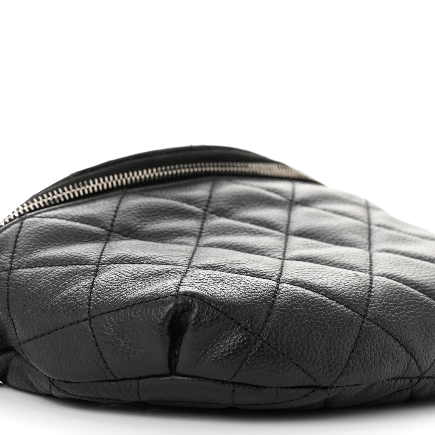 Grained Calfskin Quilted Waist Belt Bag Black