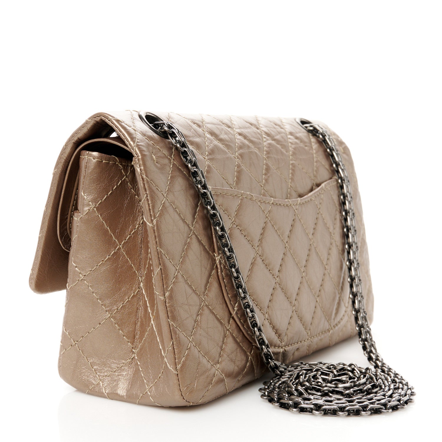 Chanel Metallic Aged Calfskin Quilted 2.55 Reissue 225 Flap Dark Gold 3 of 13