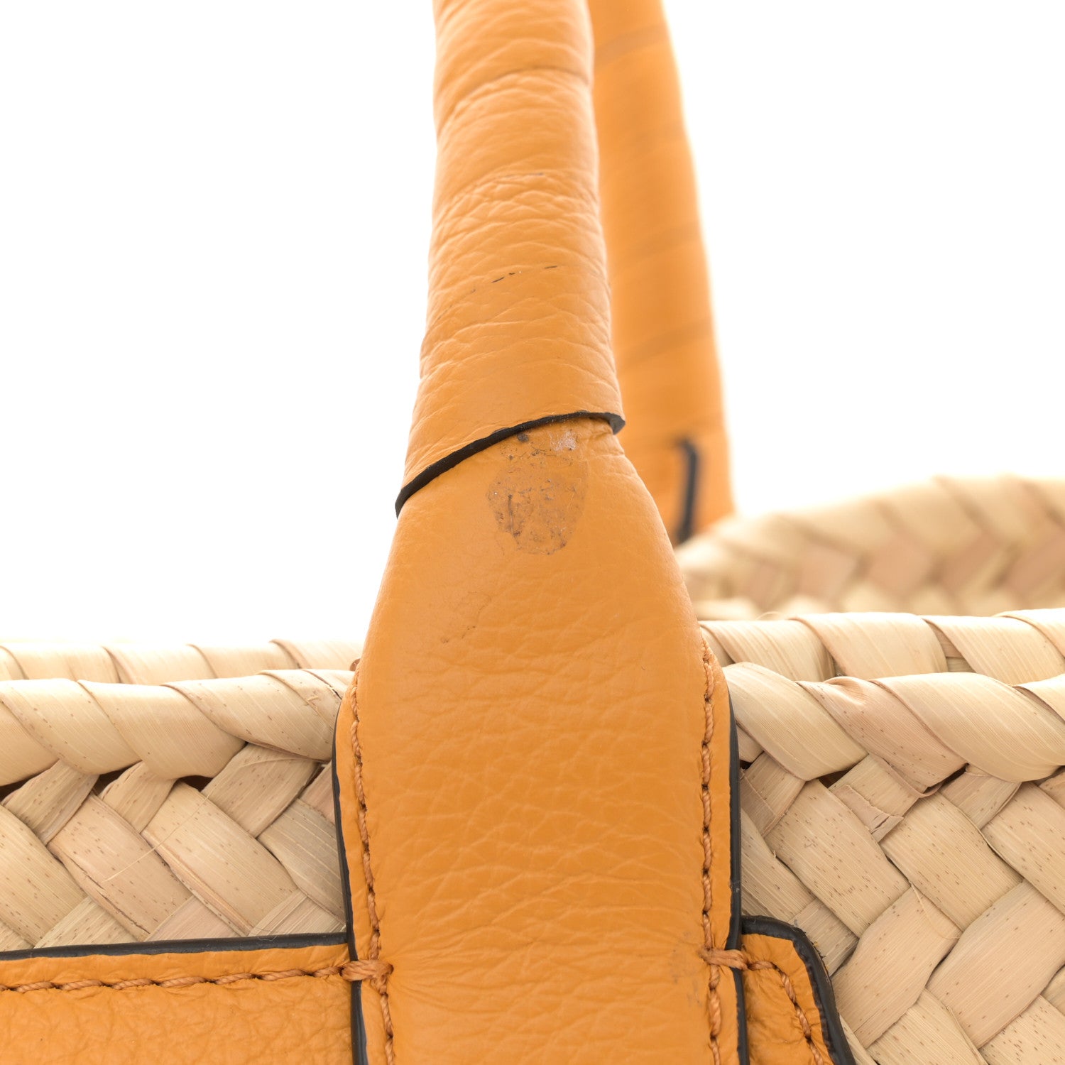 Chloe Raffia Small Grain Calfskin Medium Marcie Basket Yellow 11 of 13