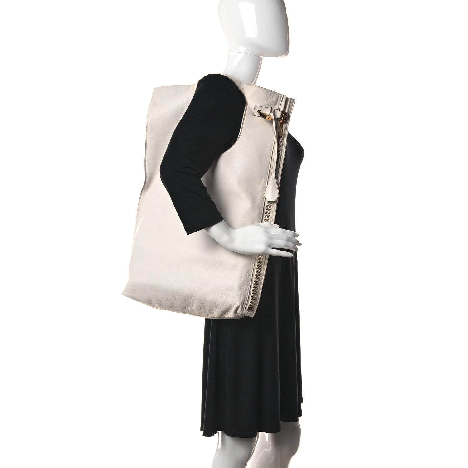 Tom Ford Ramskin Small Alix Padlock Zip Shoulder Bag White 2 of 17