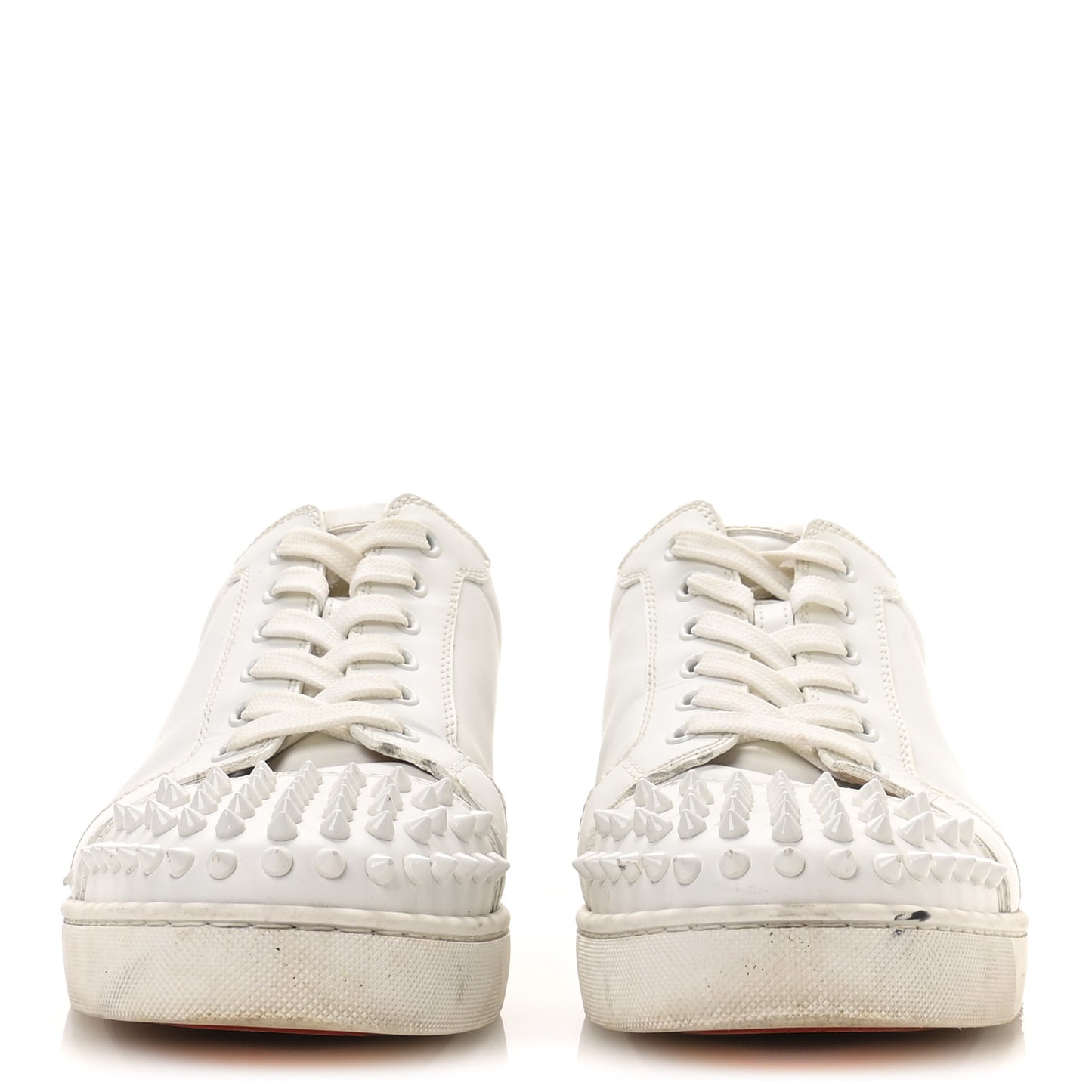 Calfskin Mens Louis Junior Spikes Flat Sneakers 43 White