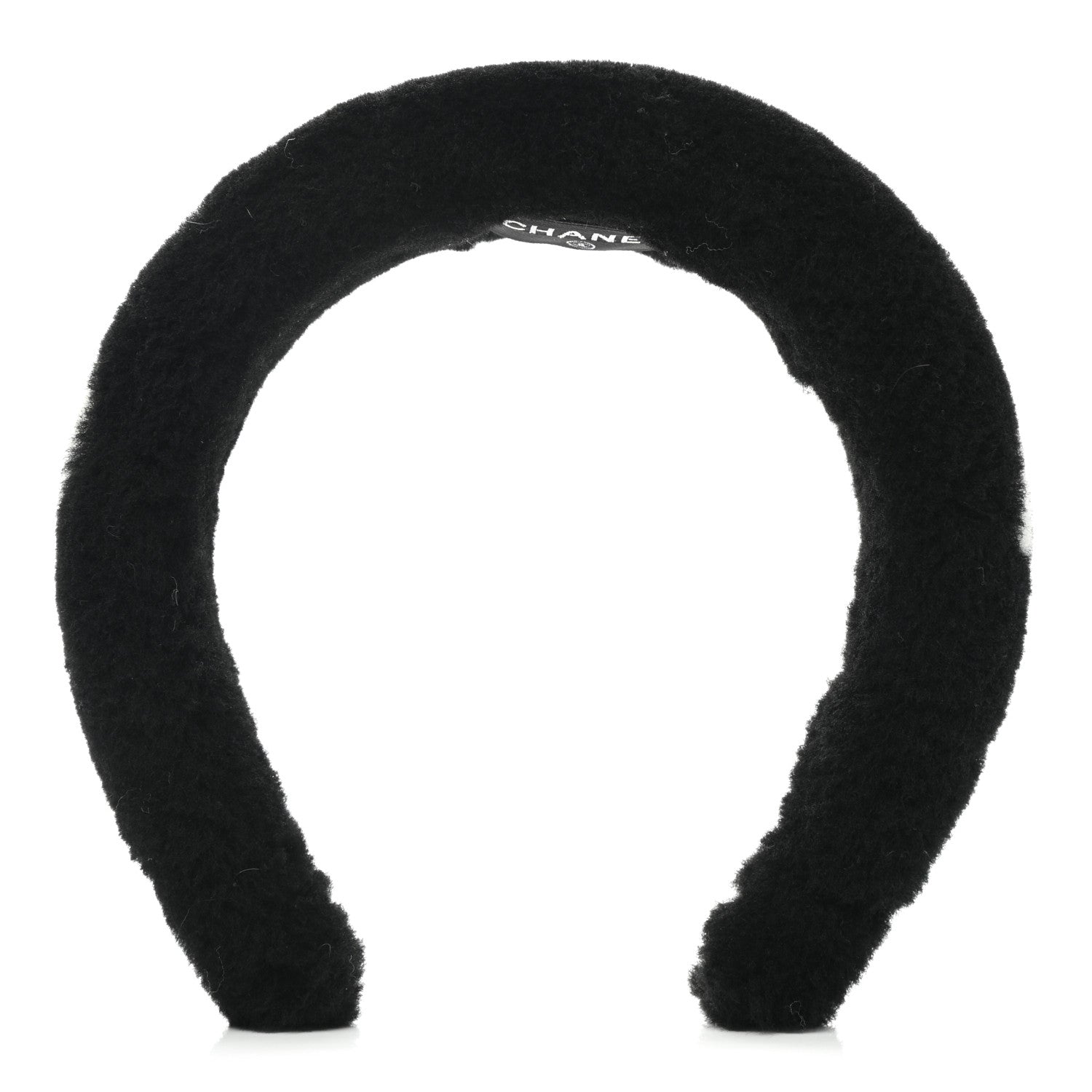 Chanel Shearling Logo Headband Black White 1 of 5