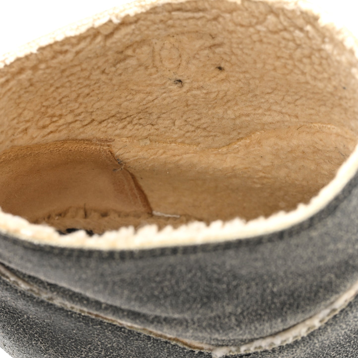 Suede Calfskin Shearling CC Ankle Boots 37 Beige
