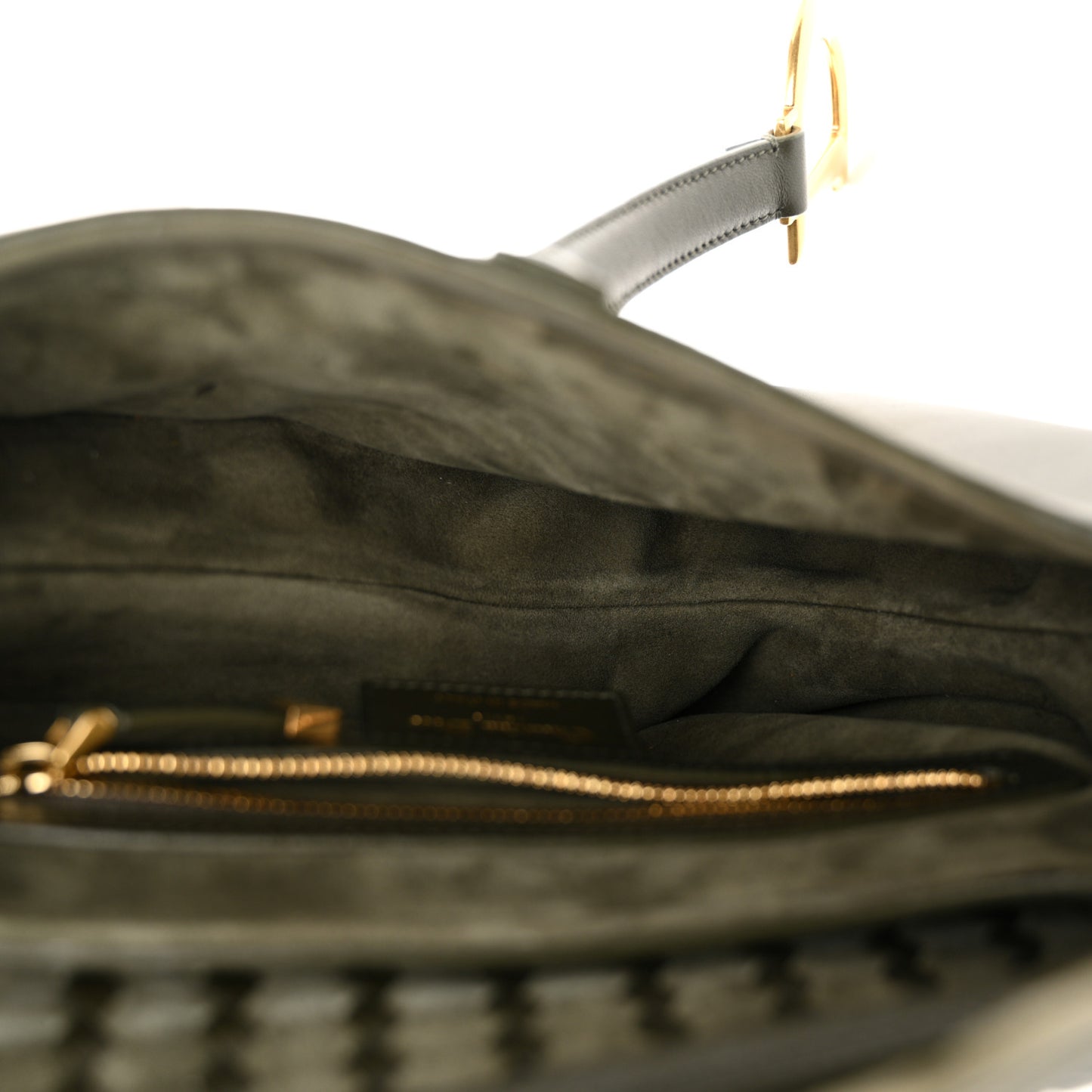 Smooth Calfskin Braided Saddle Bag Dark Green