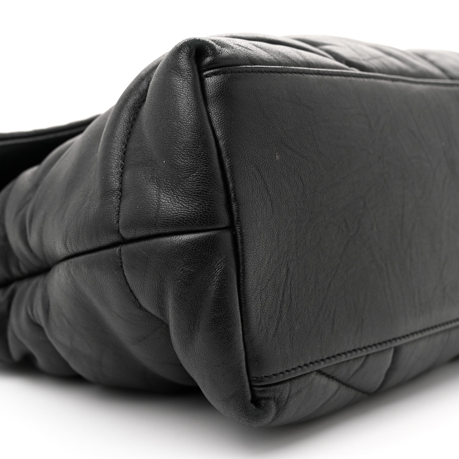 Saint Laurent Lambskin Quilted Monogram Monochrome Medium Loulou Puffer Chain Satchel Black 9 of 12