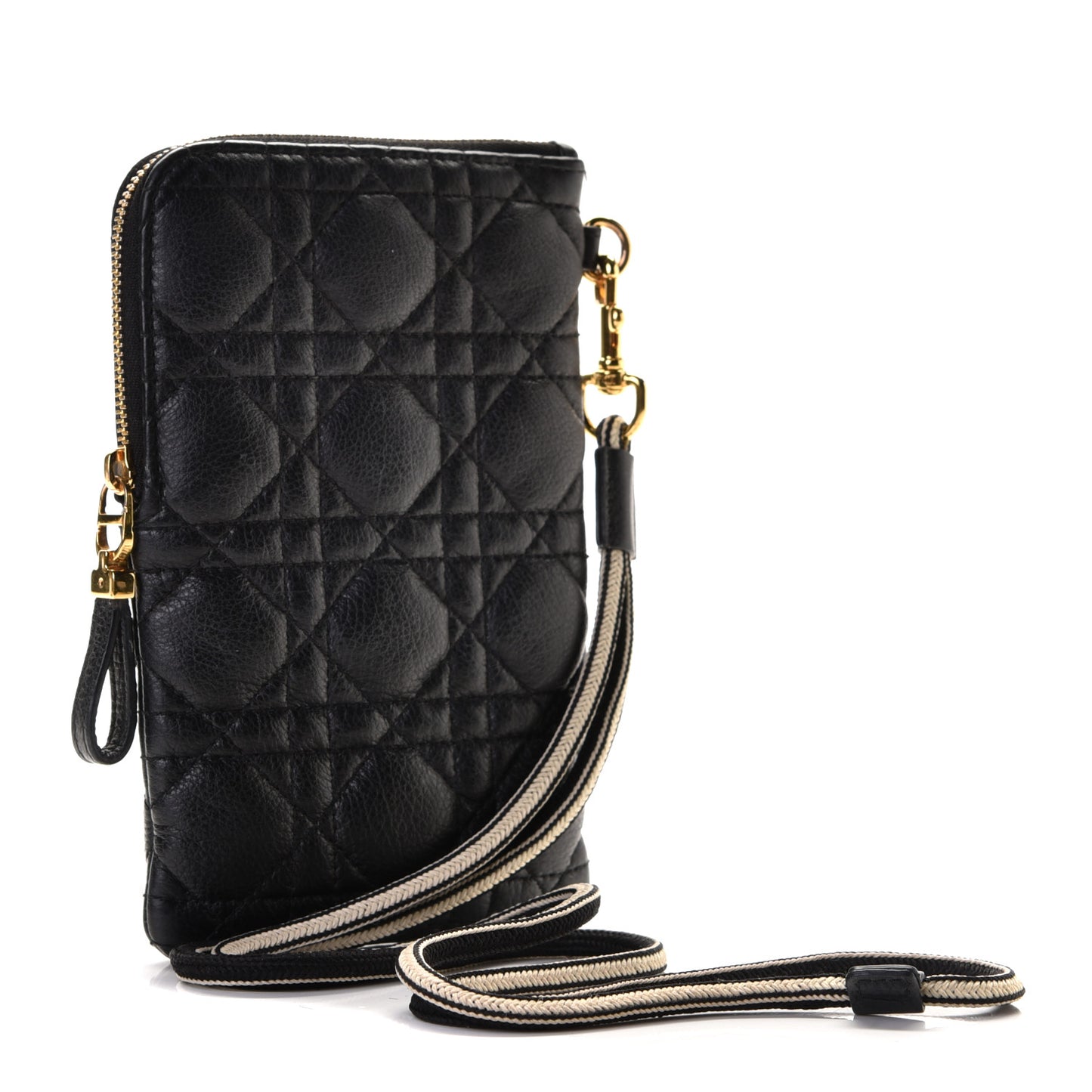 Supple Calfskin Cannage Caro Multifunctional Pouch Black