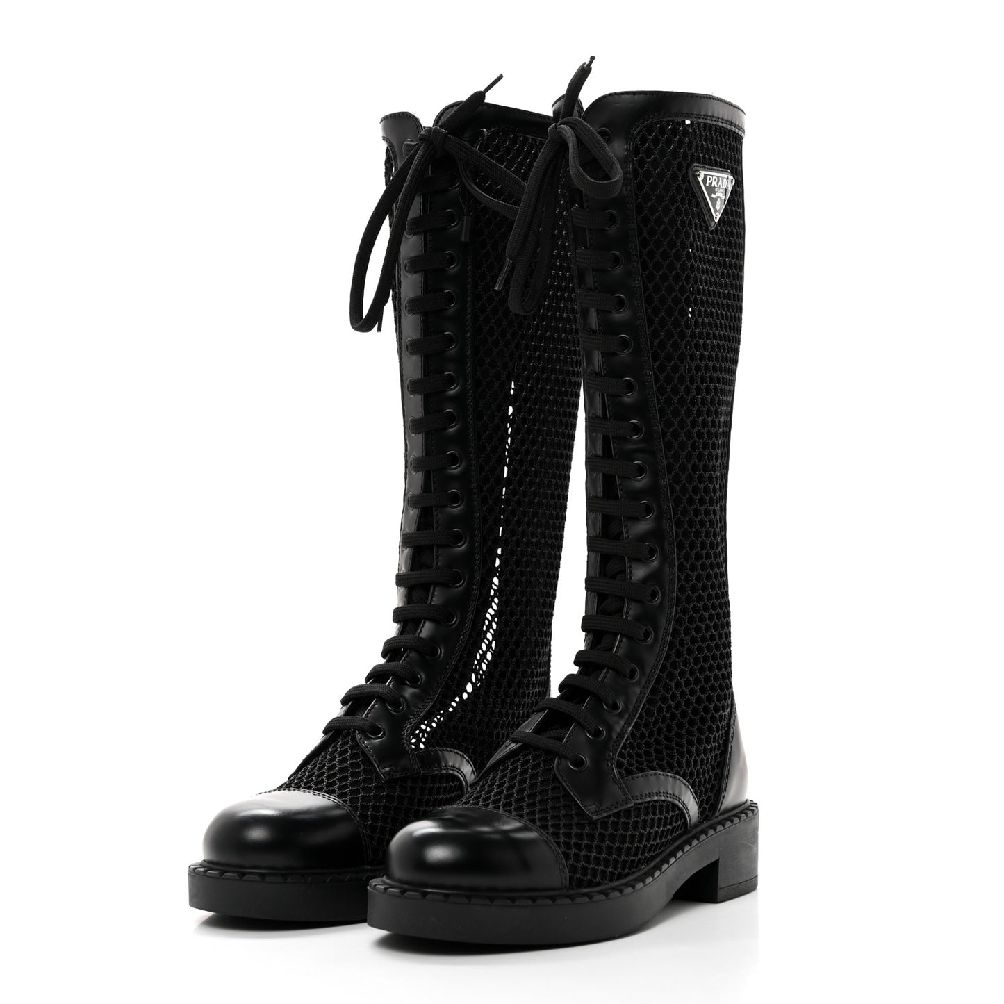Rete Spazzolato Rois Metal Triangle Logo Womens Knee High 50mm Boots 35 Black