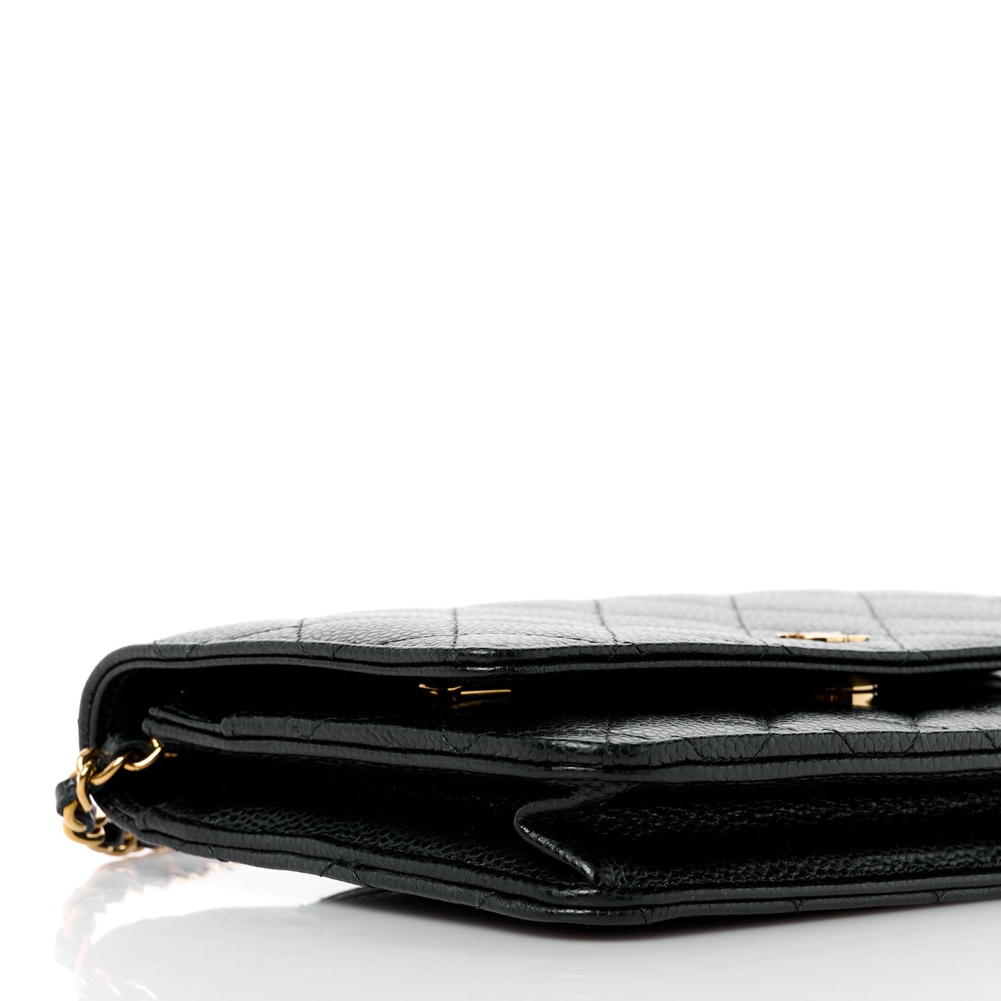 Caviar Quilted Wallet on Chain WOC Black