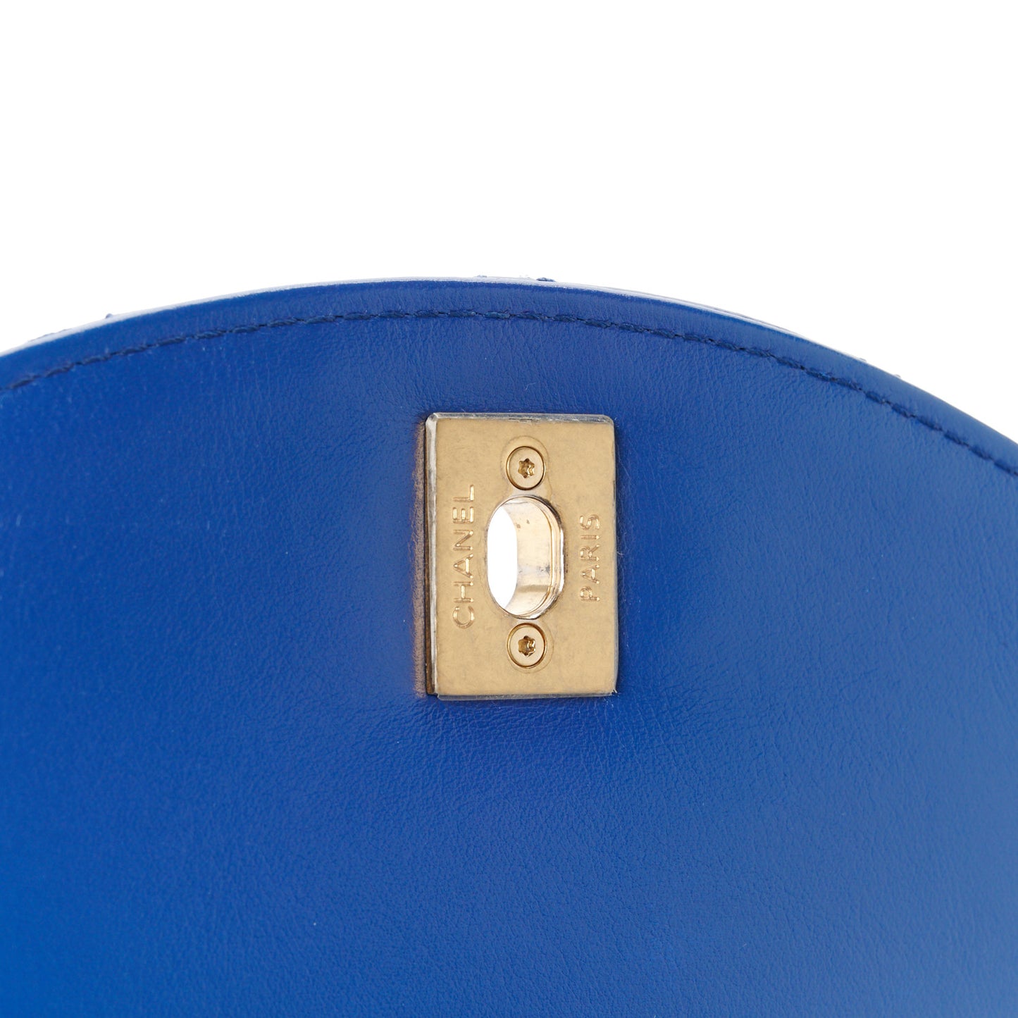 Calfskin Caviar Quilted Mini Chain Handle Flap Blue