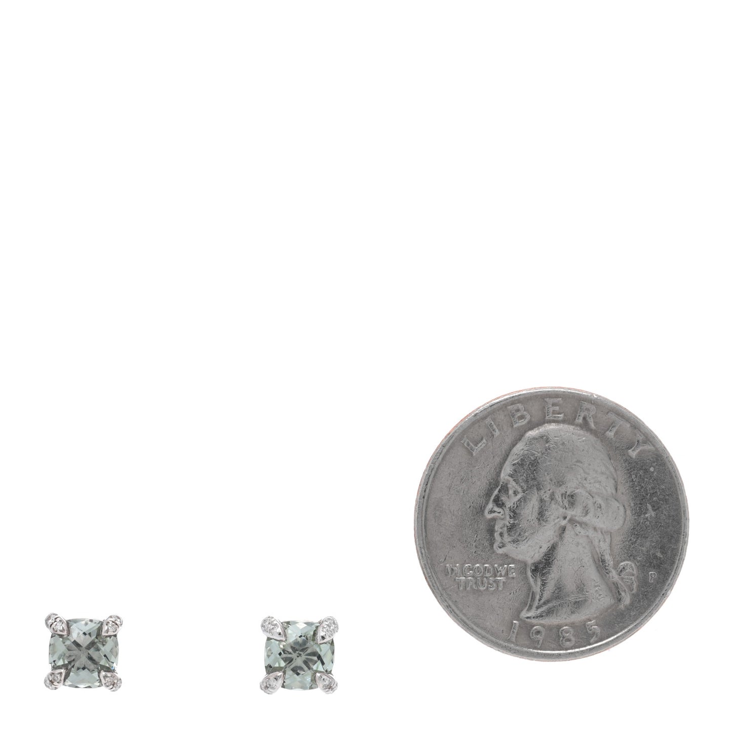 Sterling Silver Diamond Prasiolite 9mm Chatelaine Earrings