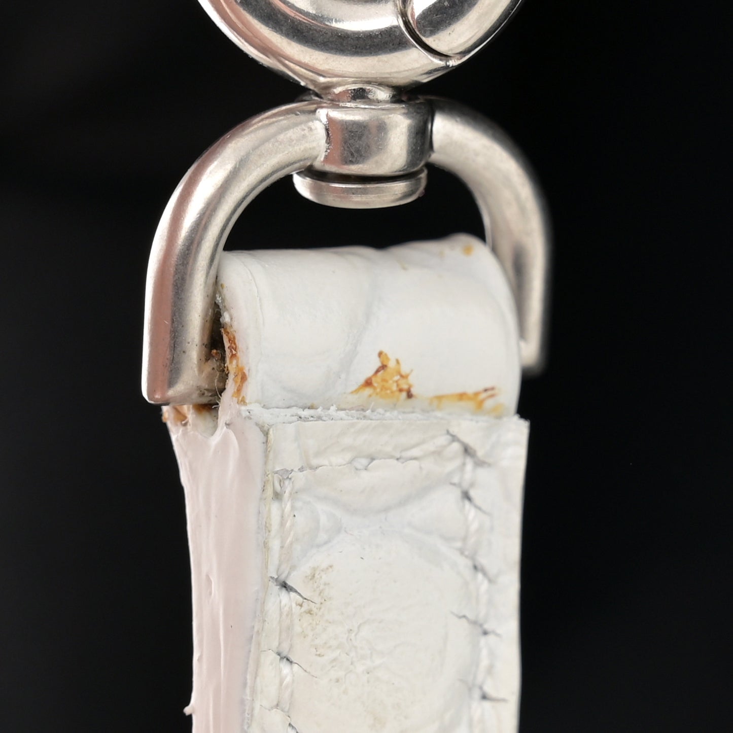 Shiny Supple Calfskin Logo Crocodile Embossed XL Cloud Clutch White