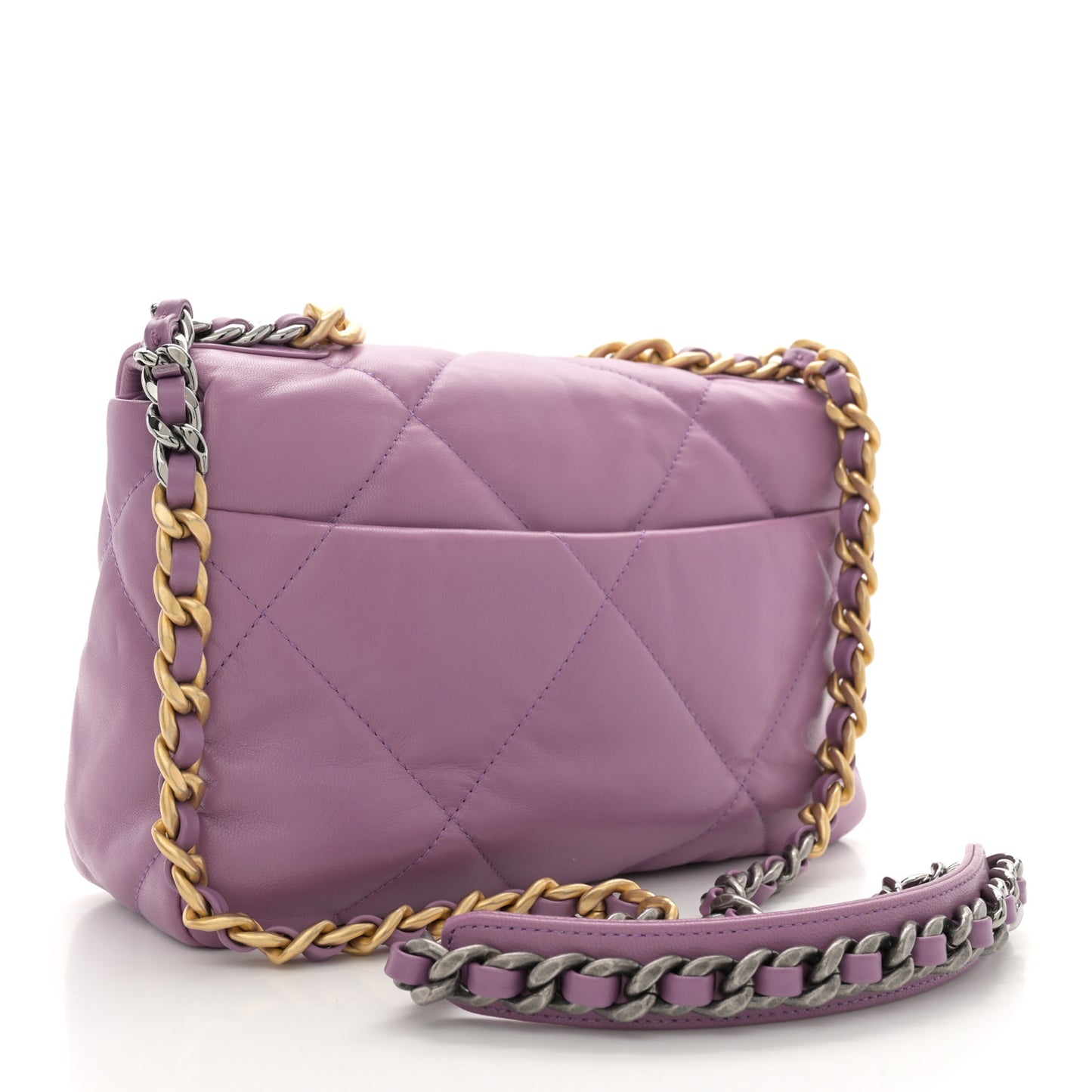 Goatskin Quilted Medium Chanel 19 Flap Purple