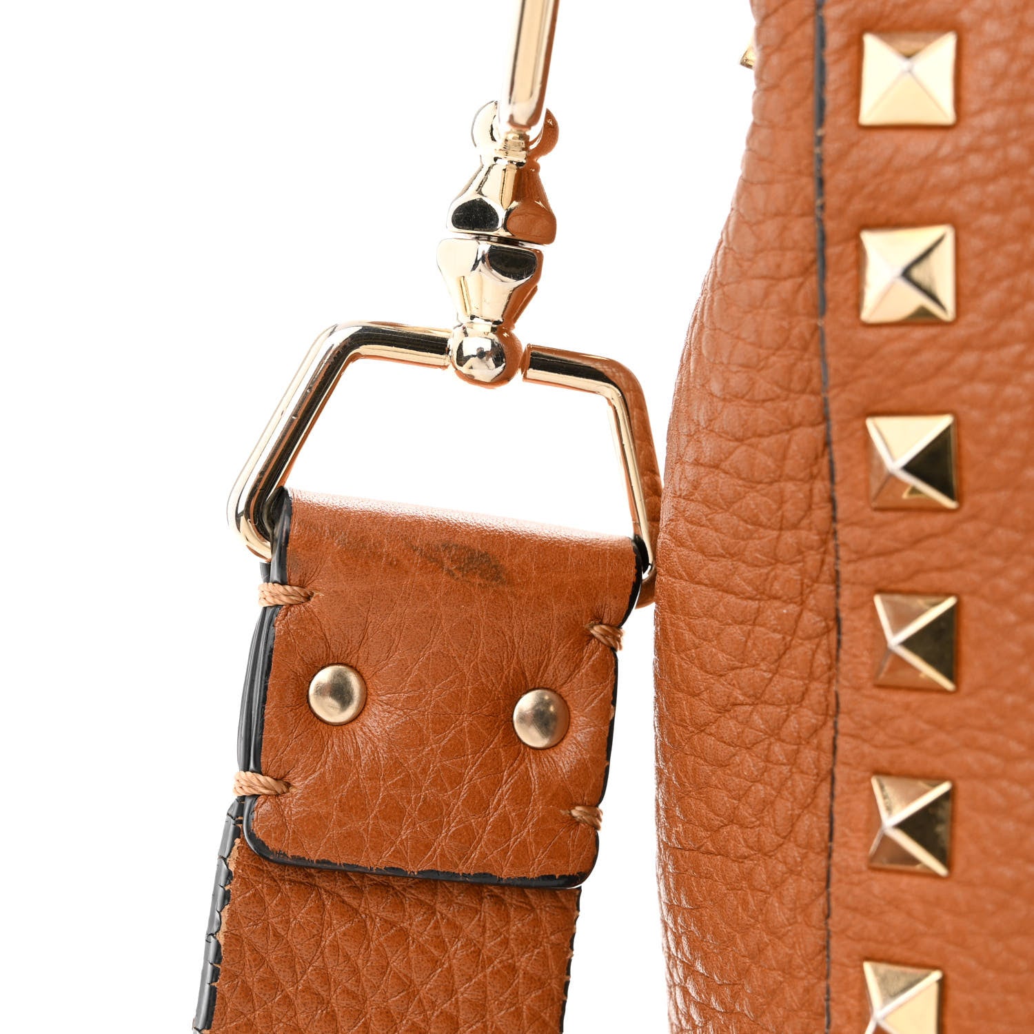 Valentino Garavani Pebbled Calfskin Large Rockstud Flip-Lock Messenger Bag Light Cuir 16 of 17