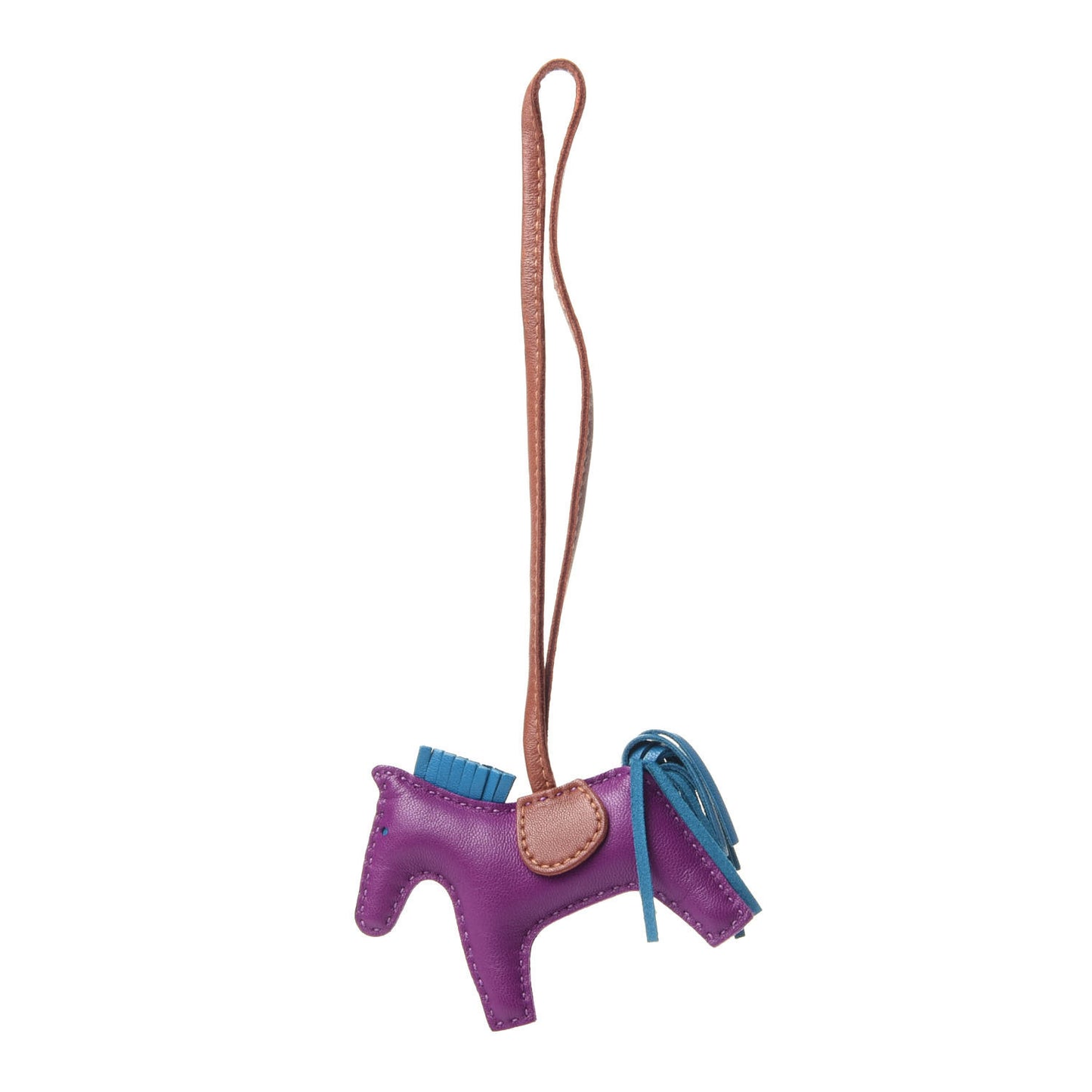 Milo Lambskin Grigri Rodeo Horse Bag Charm PM Anemone Bleu Izmir Fauve