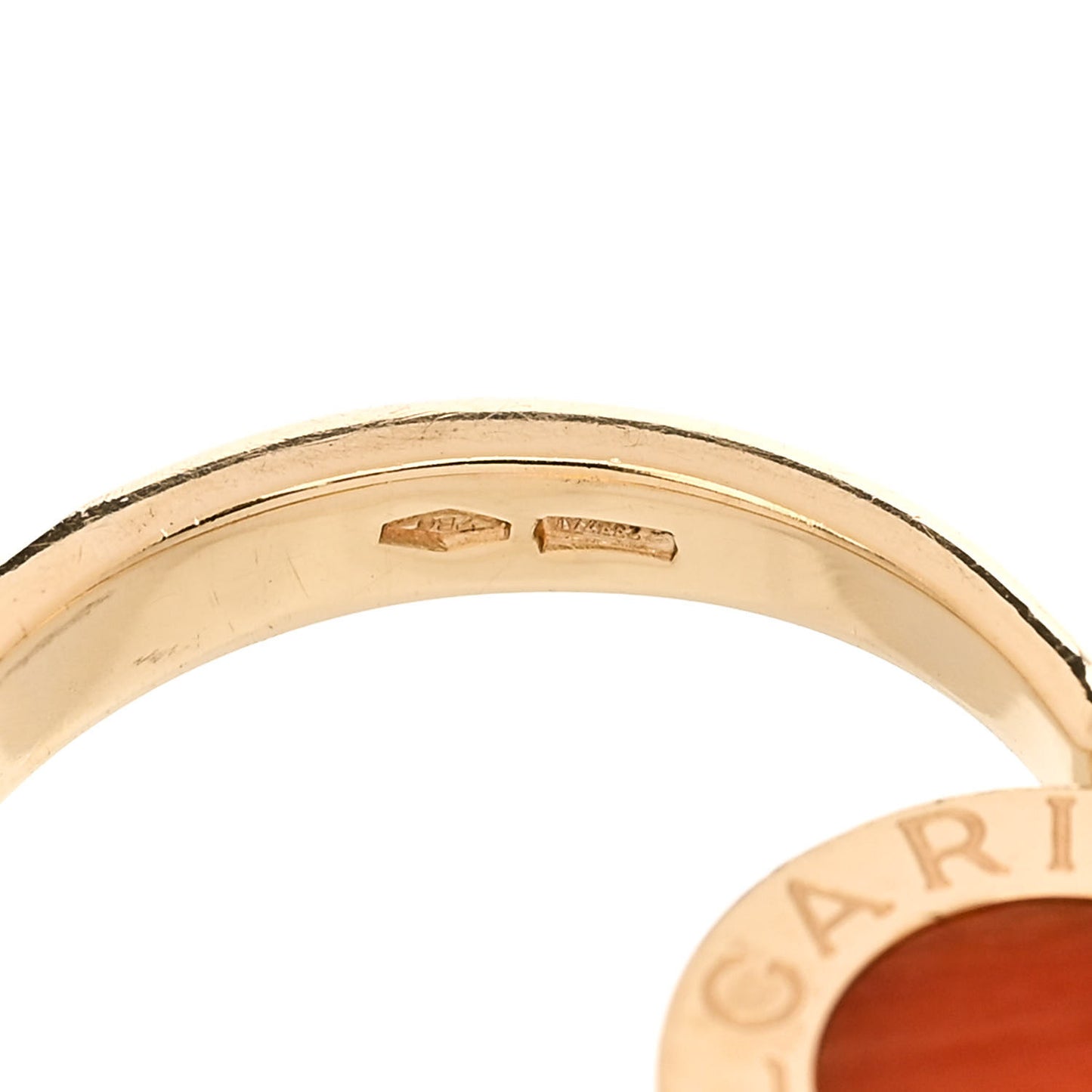18K Yellow Gold Onyx Coral BVLGARI BVLGARI Ring 48 4.5