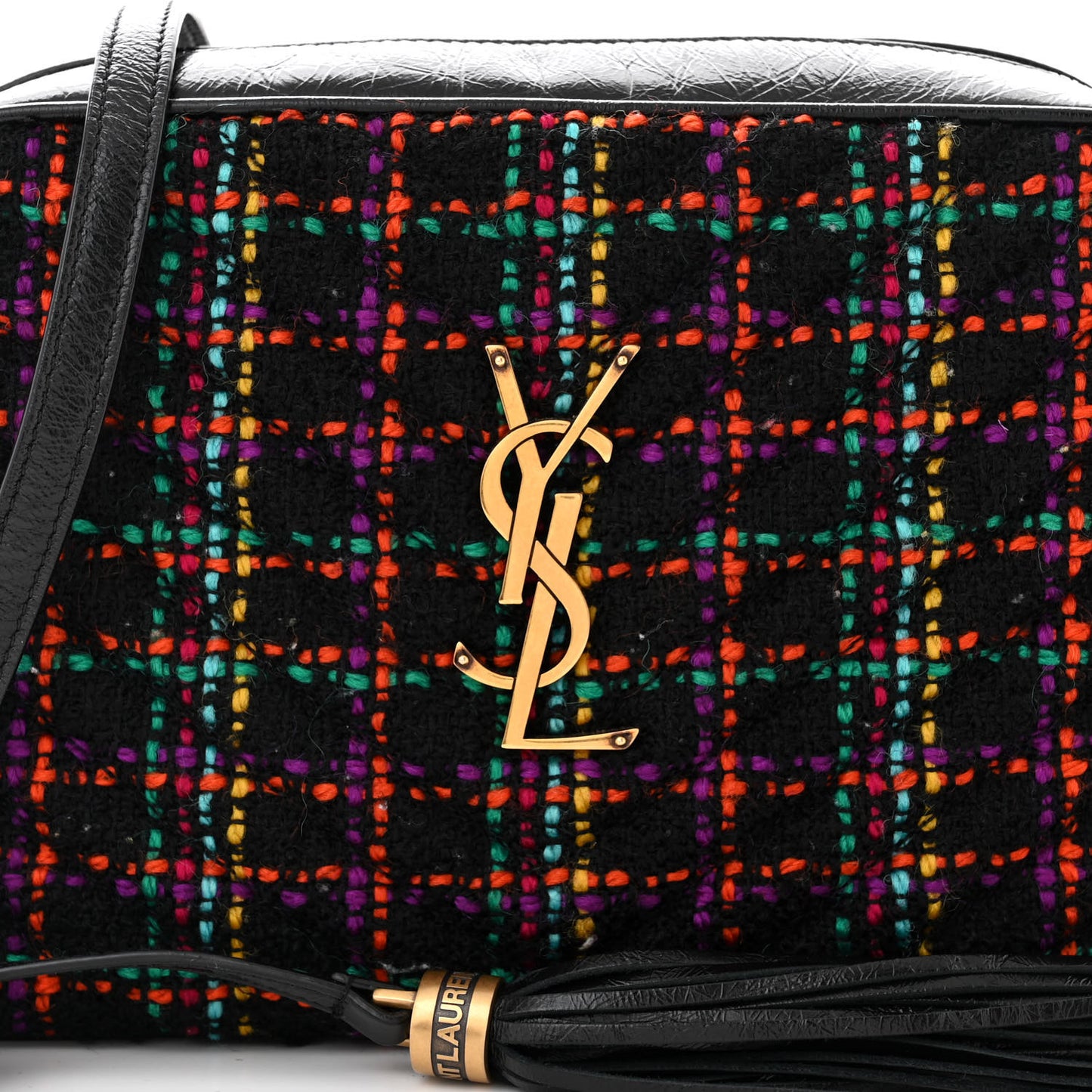 Tweed Calfskin Monogram Lou Camera Bag Black