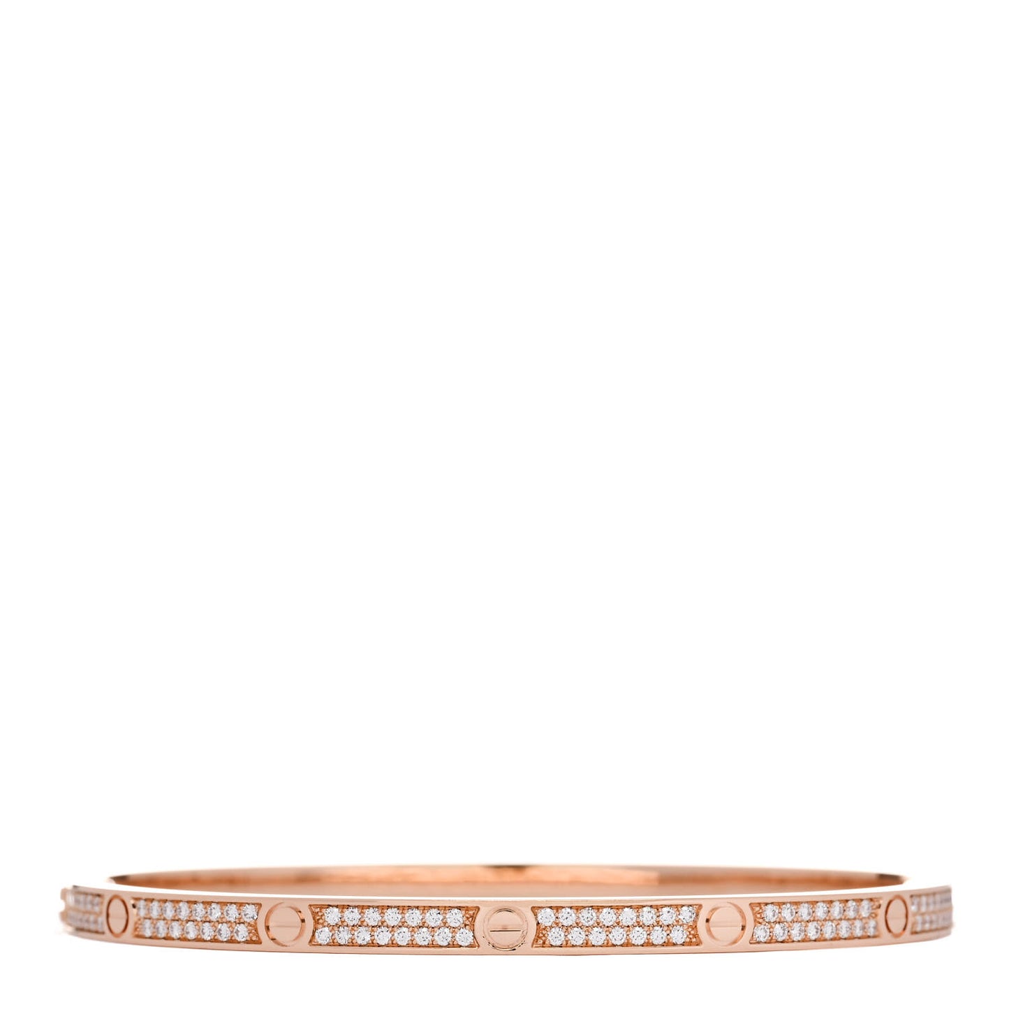 18K Pink Gold Diamond Small LOVE Paved Bracelet 17