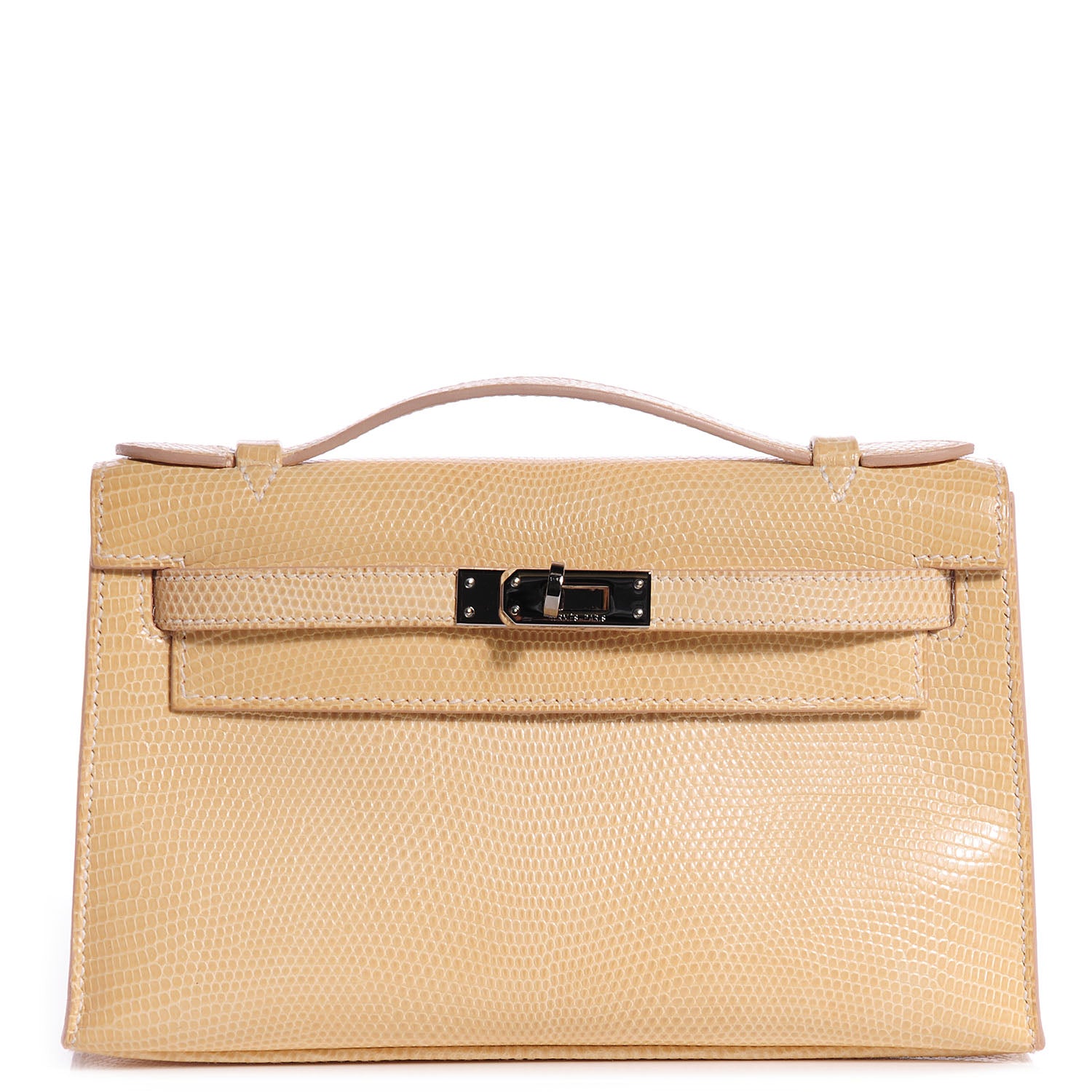Hermes Lizard Kelly Pochette Clutch Beige 74970 – FASHIONPHILE