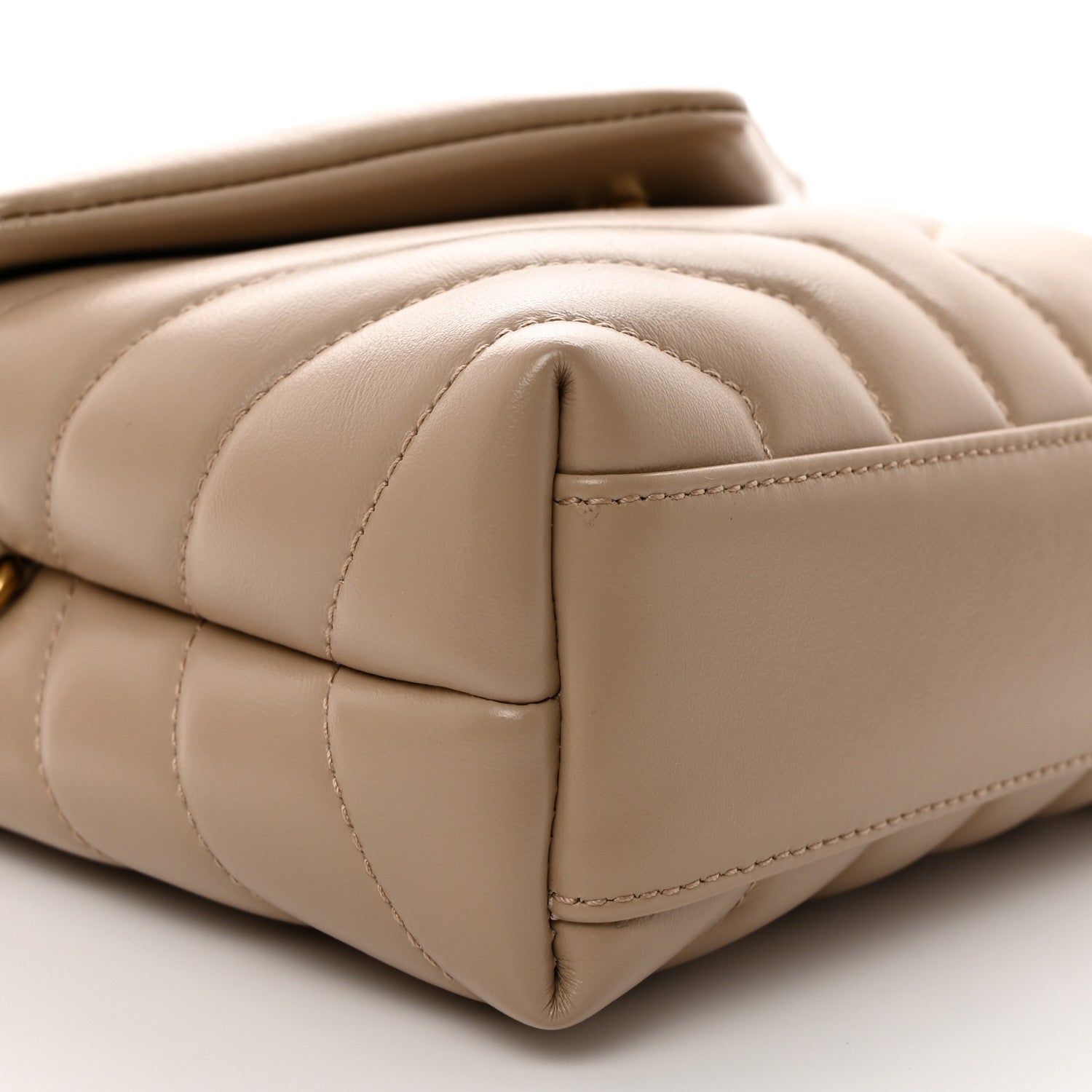 Saint Laurent Calfskin Y Quilted Monogram Toy Loulou Crossbody Bag Dark Beige 10 of 11
