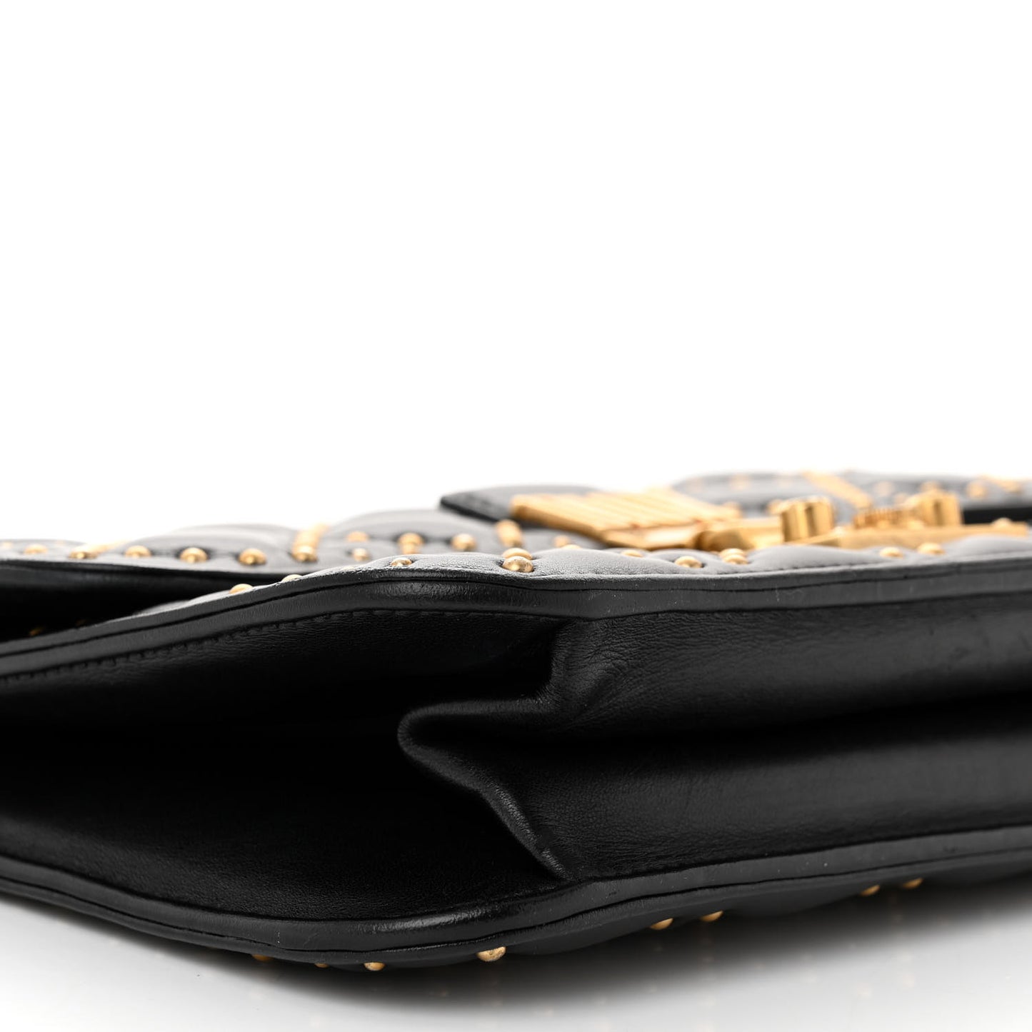 Lambskin Cannage Studded Large Dioraddict Flap Bag Black