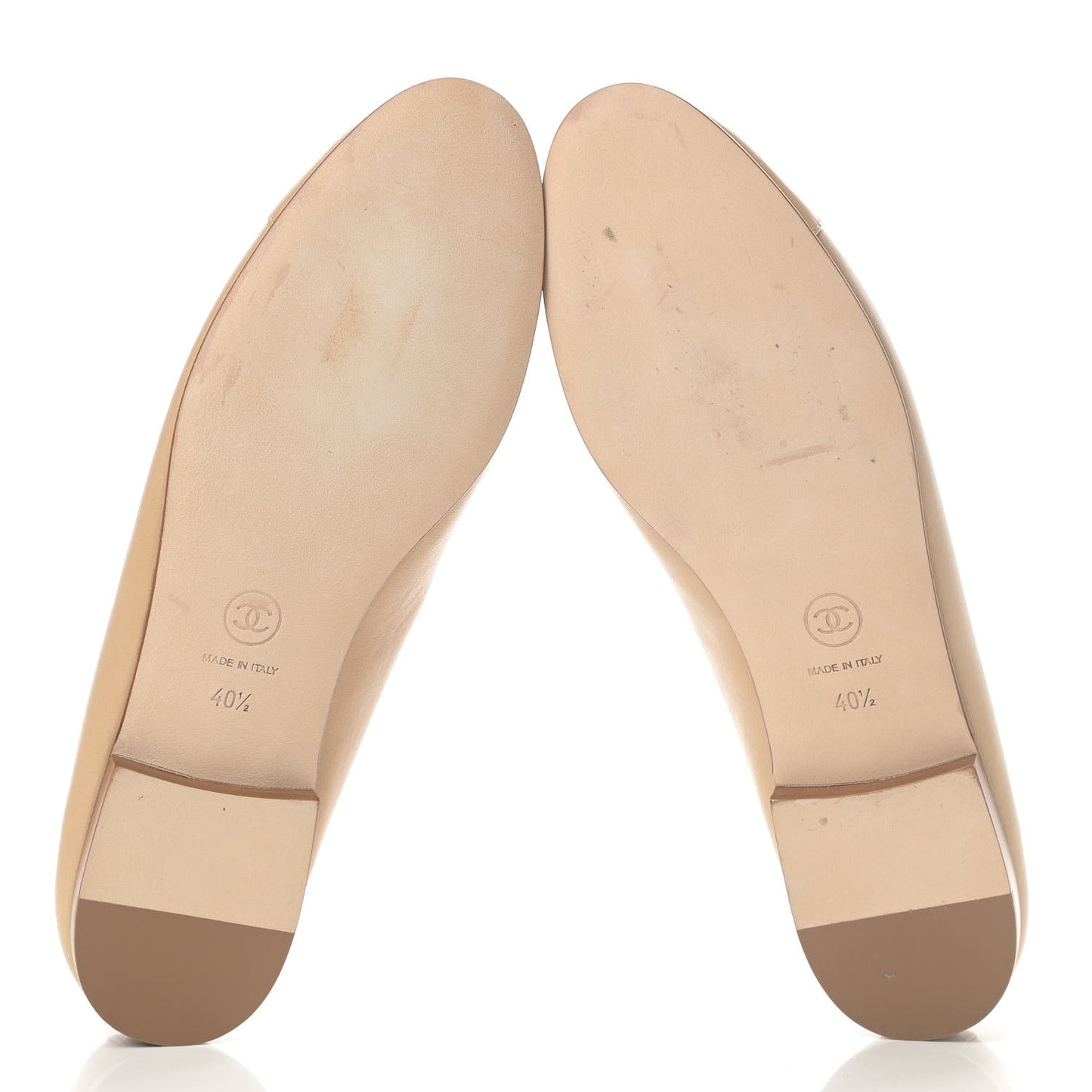 Lambskin CC Cap Toe Ballerina Flats 40.5 Beige