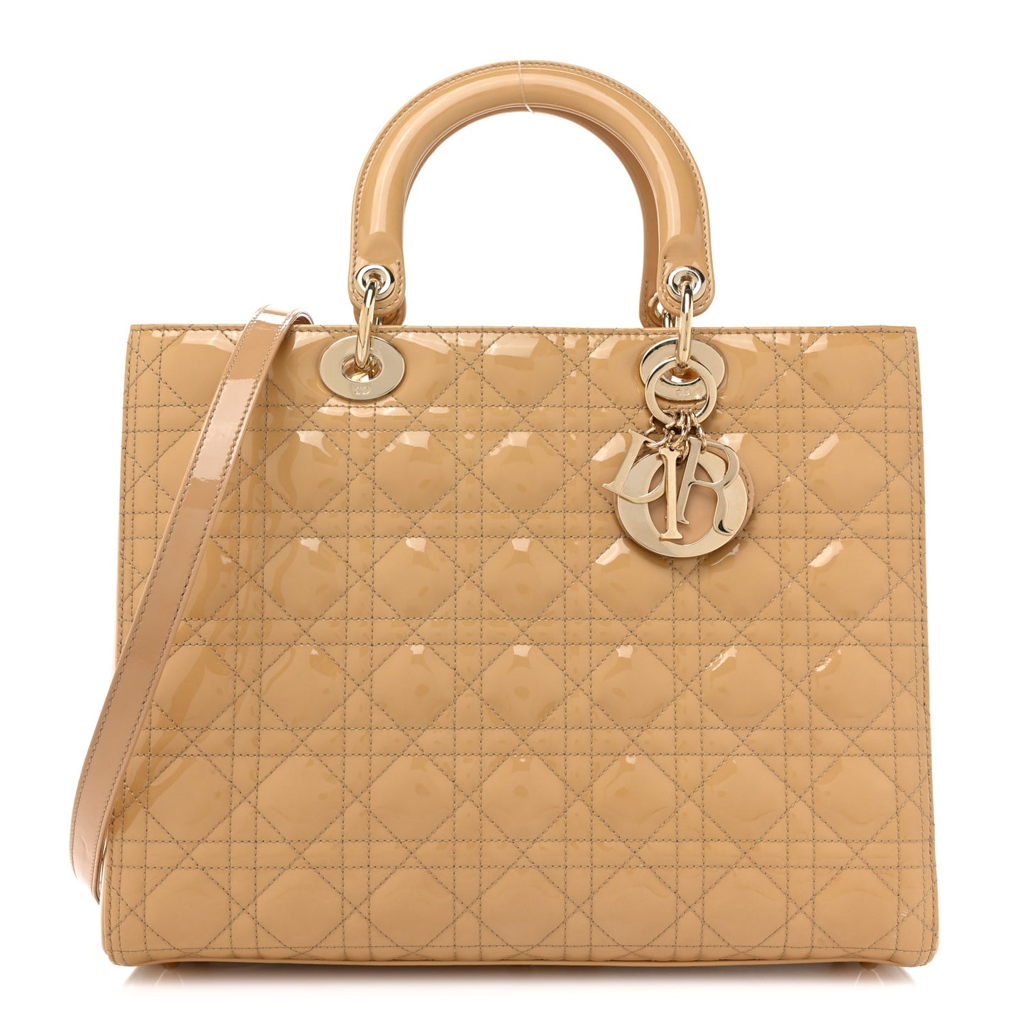 Patent Cannage Large Lady Dior Beige