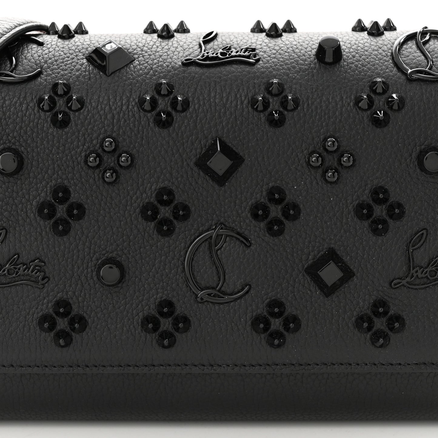 Calfskin Spikes Loubinthesky Paloma Clutch Black