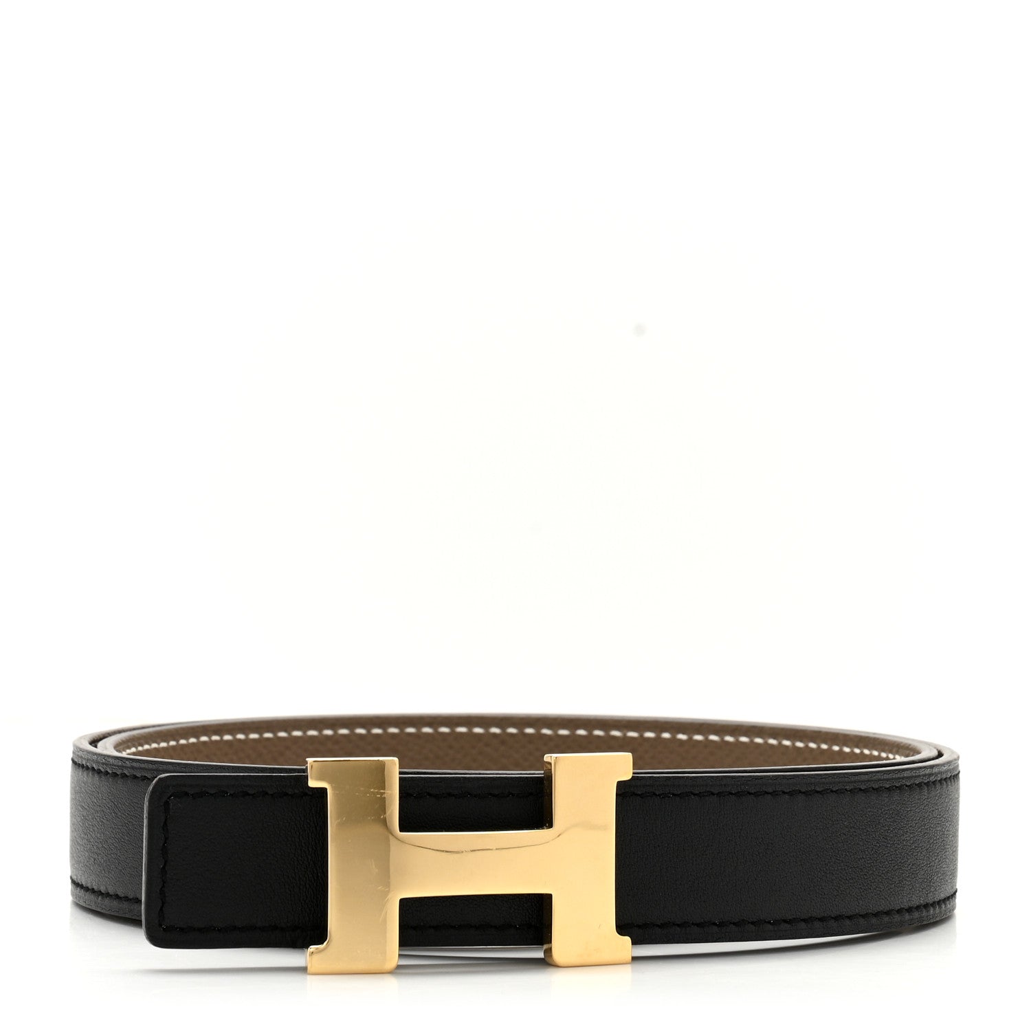 Hermes Swift Epsom 24mm Mini Constance H Belt 80 32 Black Etoupe 1 of 6