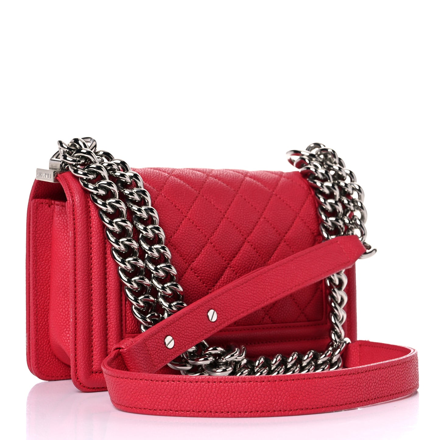 Caviar Quilted Small Boy Flap Red