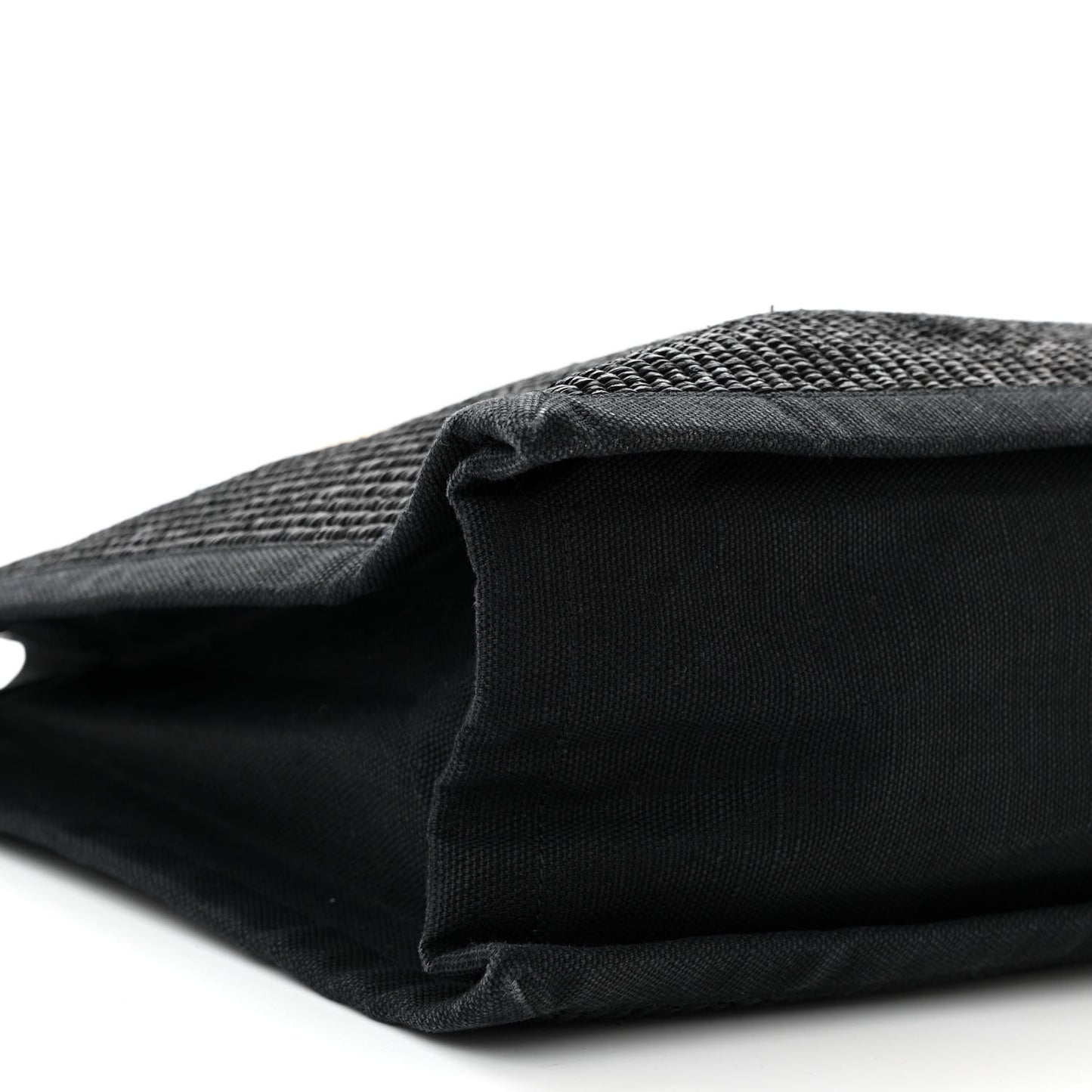 Raffia Linen Calfskin Rive Gauche Tote Black