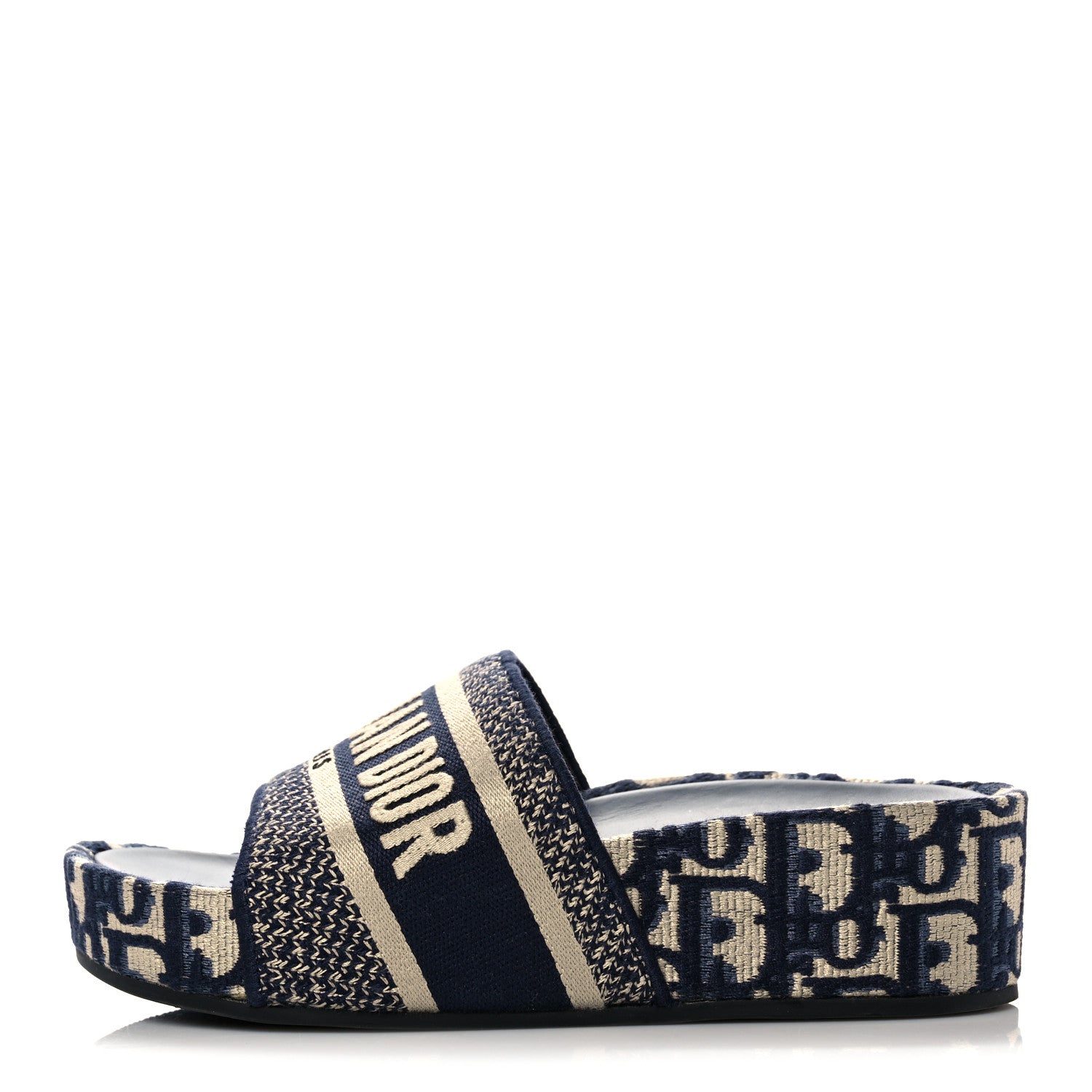 Christian Dior Oblique D-Way Platform Slide Sandals 36 Deep Blue