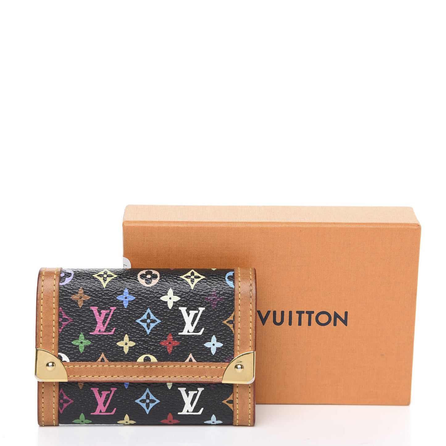 Monogram Multicolor Porte-Monnaie Plat Coin Purse Black