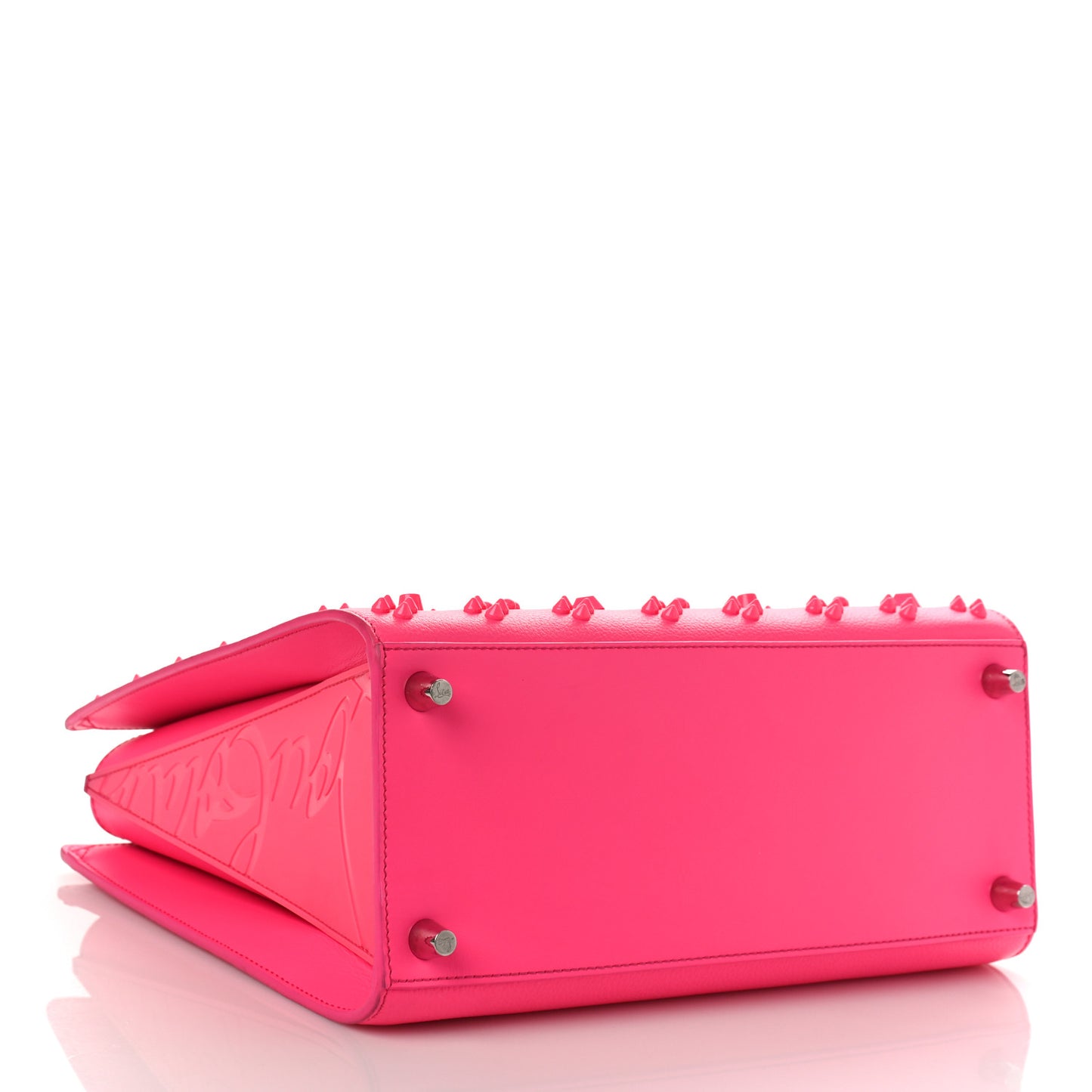 Calfskin Spikes Loubinthesky Medium Paloma Fuchsia